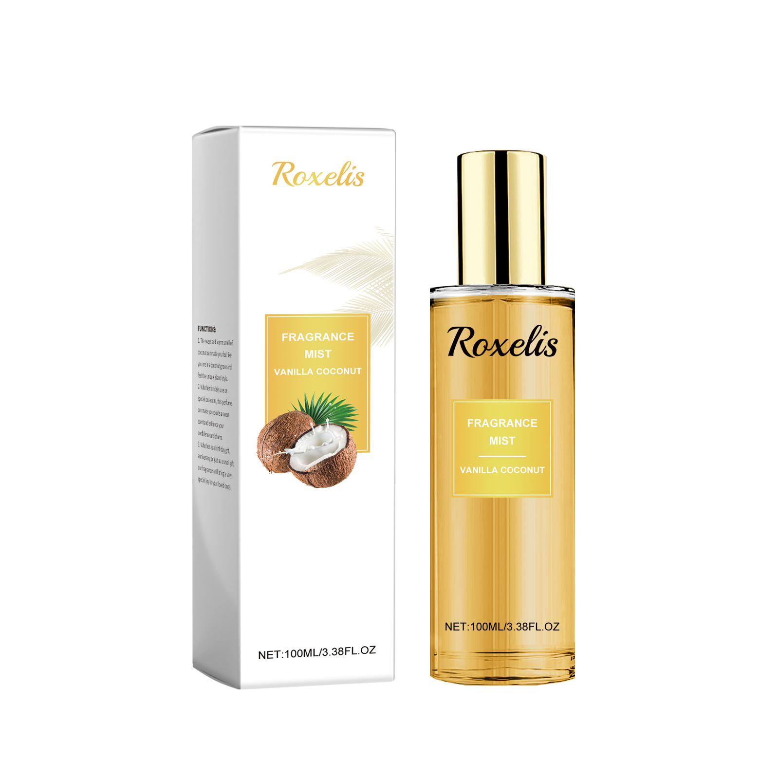 Roxelis Vanilla Coconut Fragrance Spray Long Lasting Fragrance Refreshing Body Spray Floral Fruit