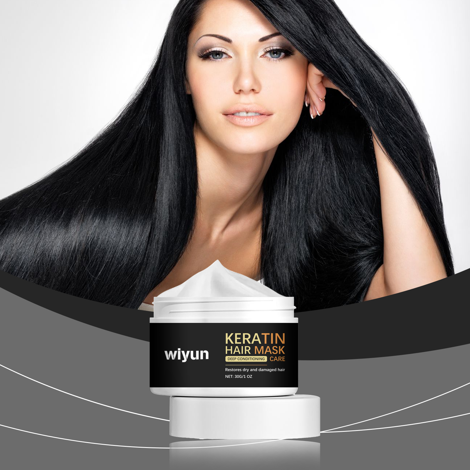 Woman with long glossy hair showing smoother finish
