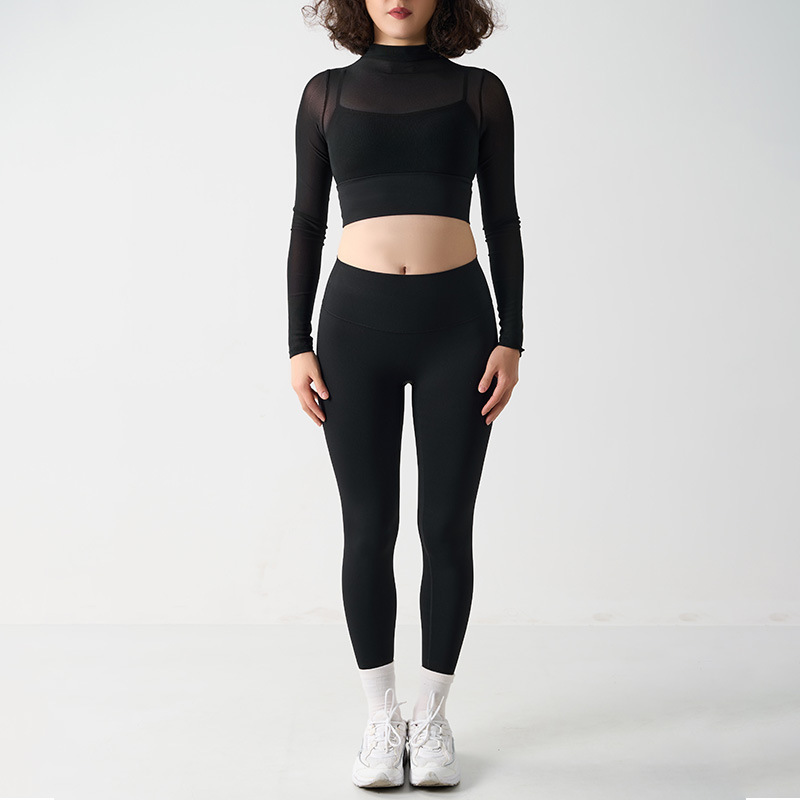 Mesh Sports Yoga Set Women's Mesh and High-Waisted Fitness Leggings 2