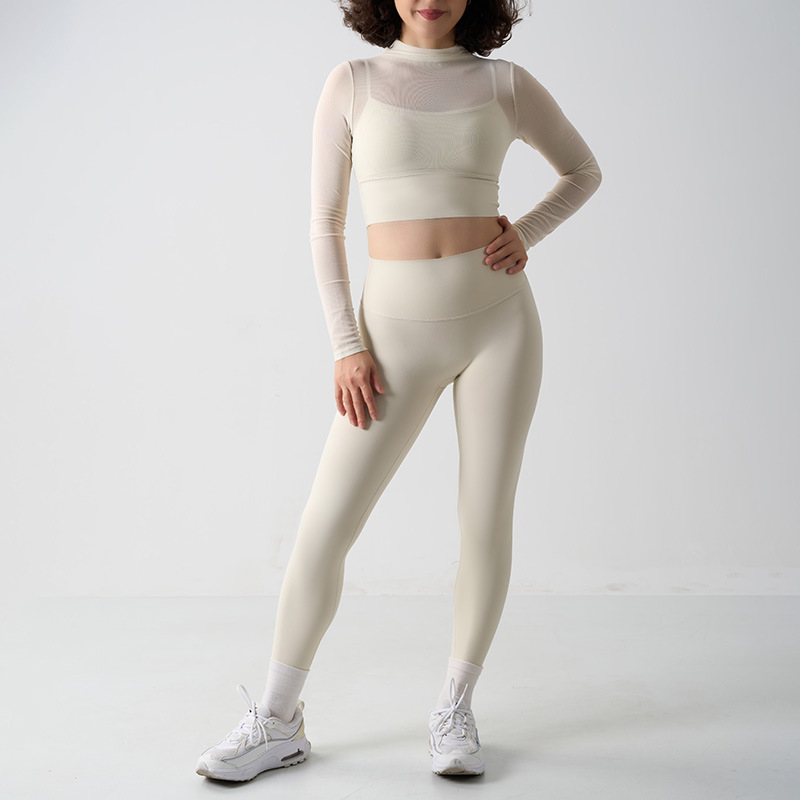 Mesh Sports Yoga Set Women's Mesh and High-Waisted Fitness Leggings 5