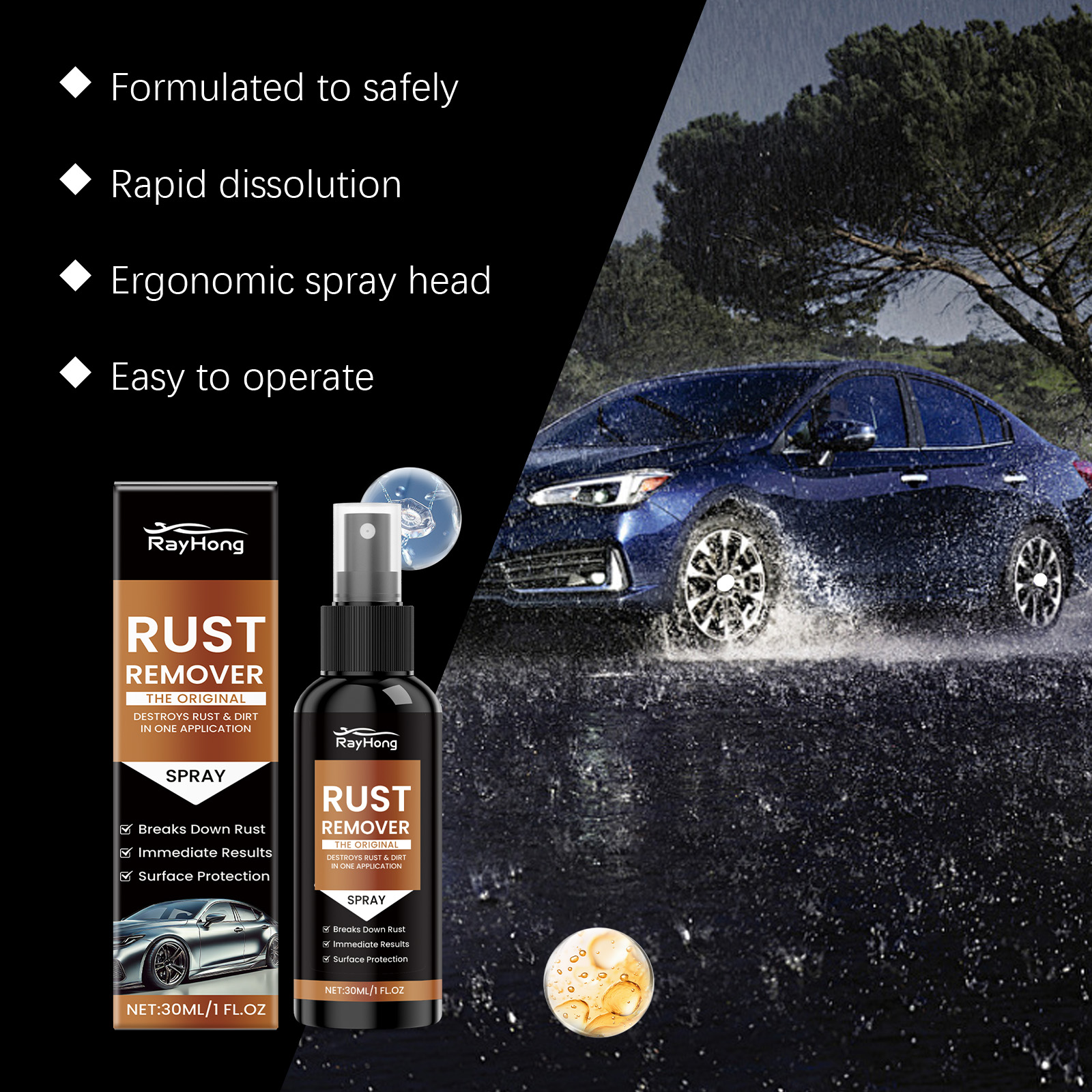 Ergonomic spray head for automotive rust care