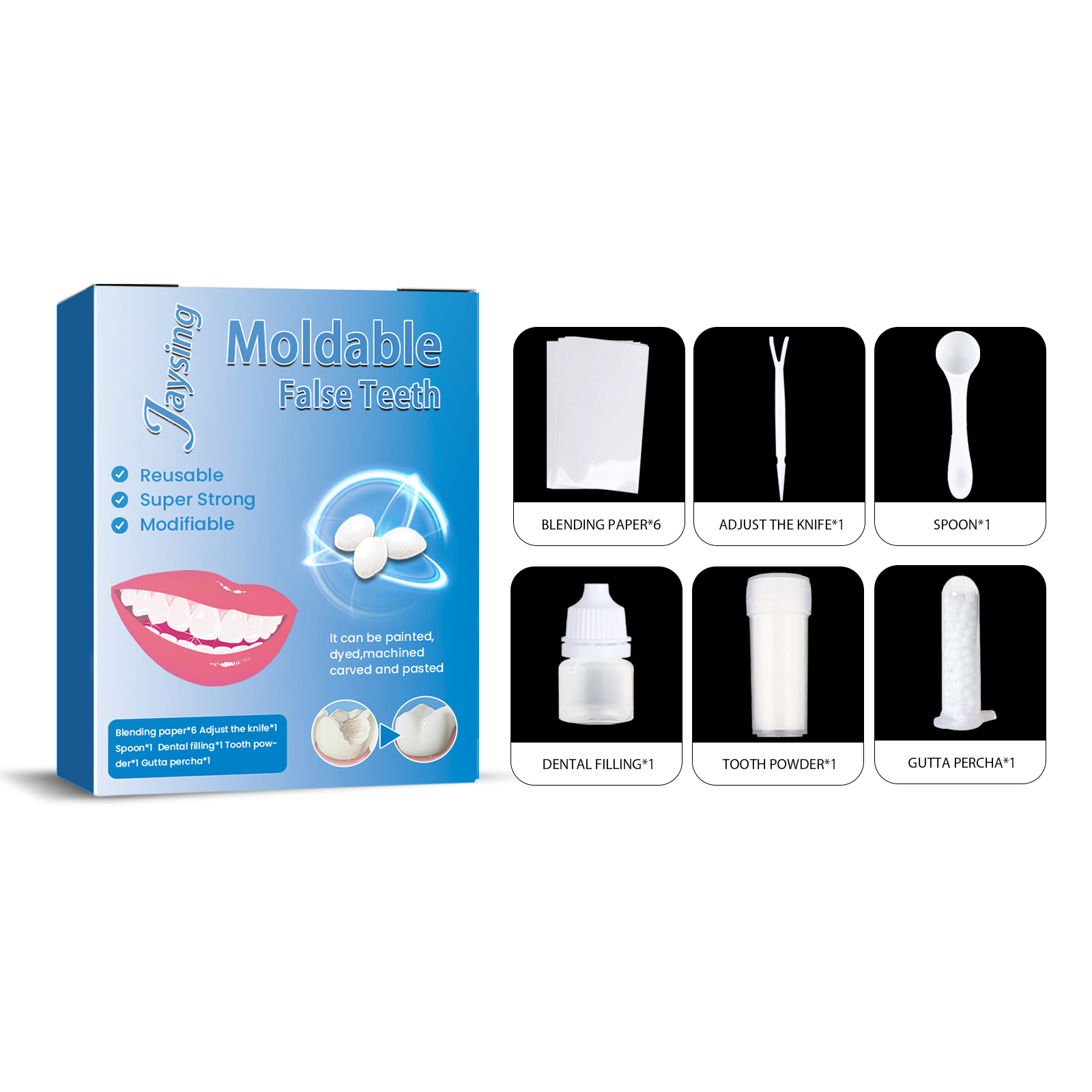 Jaysuing Shaping Dentures Set For Temporary Vampire Party Dentures For Fake