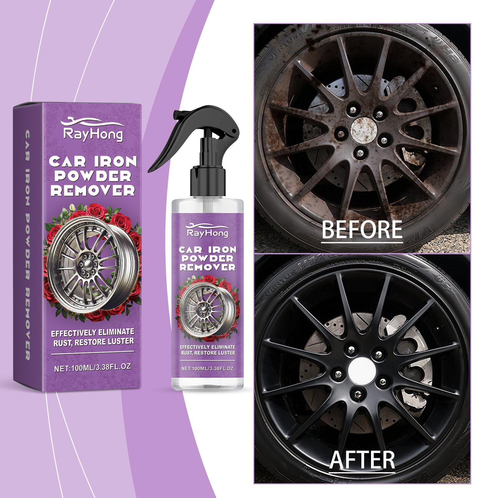 Dirty and cleaner-looking wheel comparison