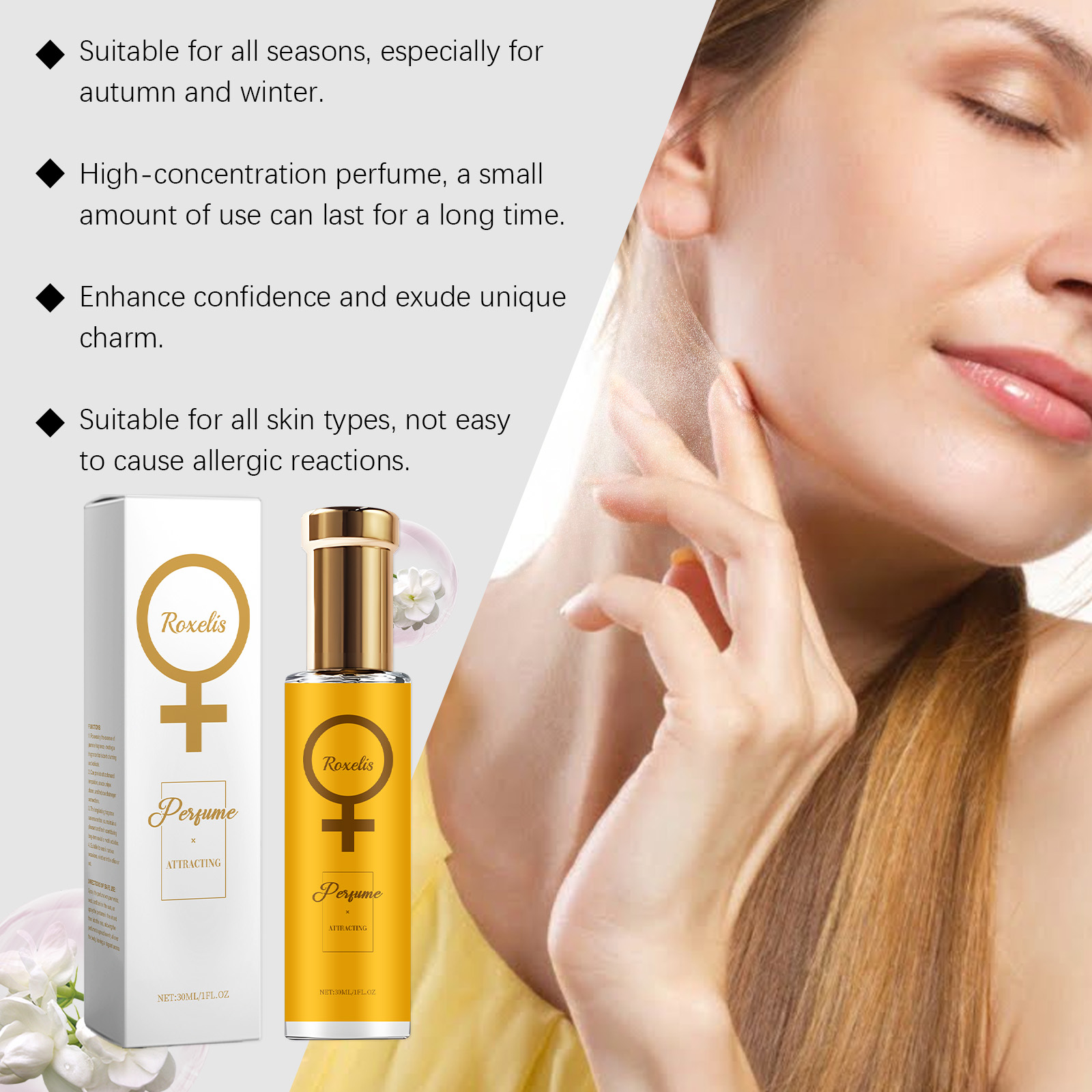 Roxelis Jasmine spray perfume and application scene