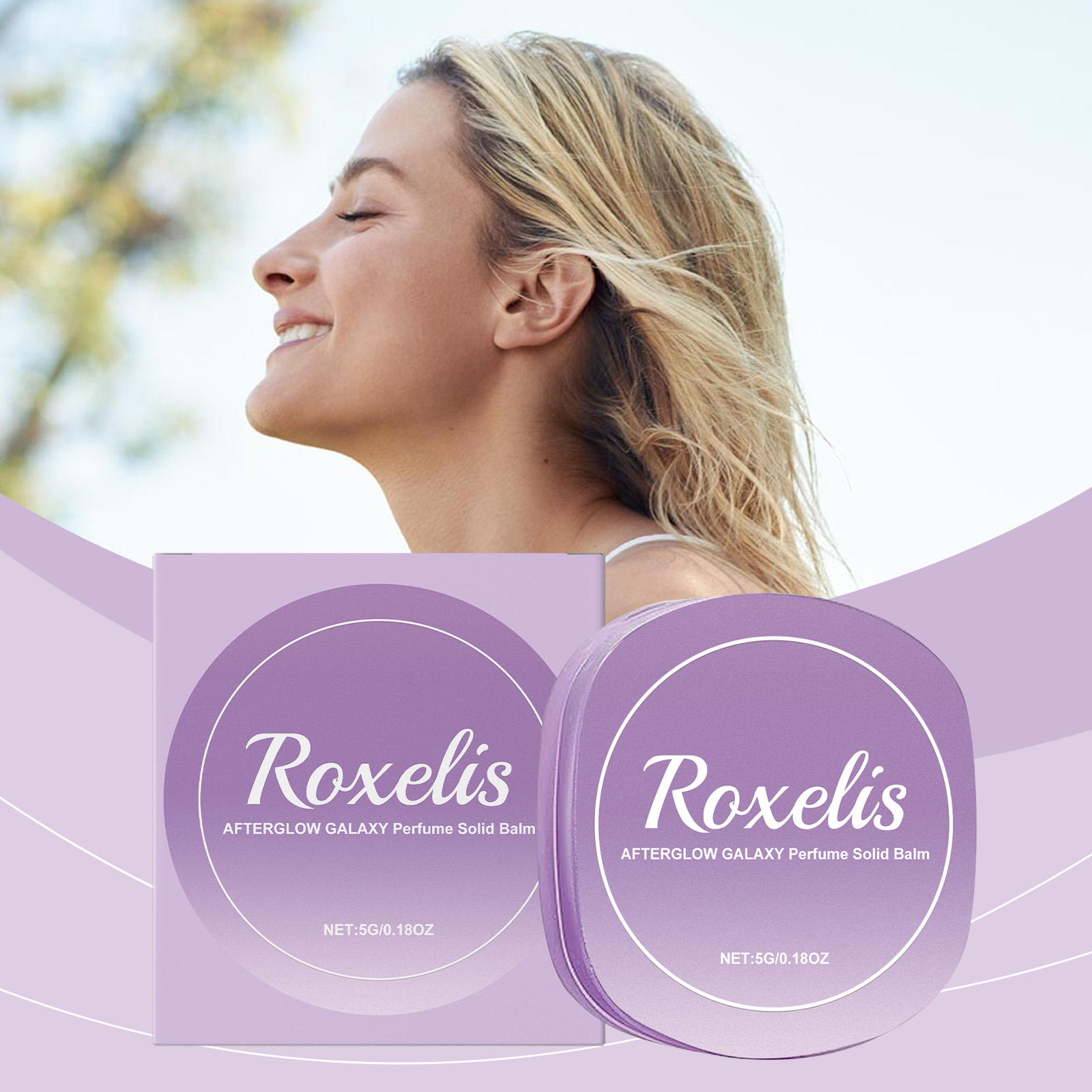 Portable lavender balm shown in an uplifting everyday scene