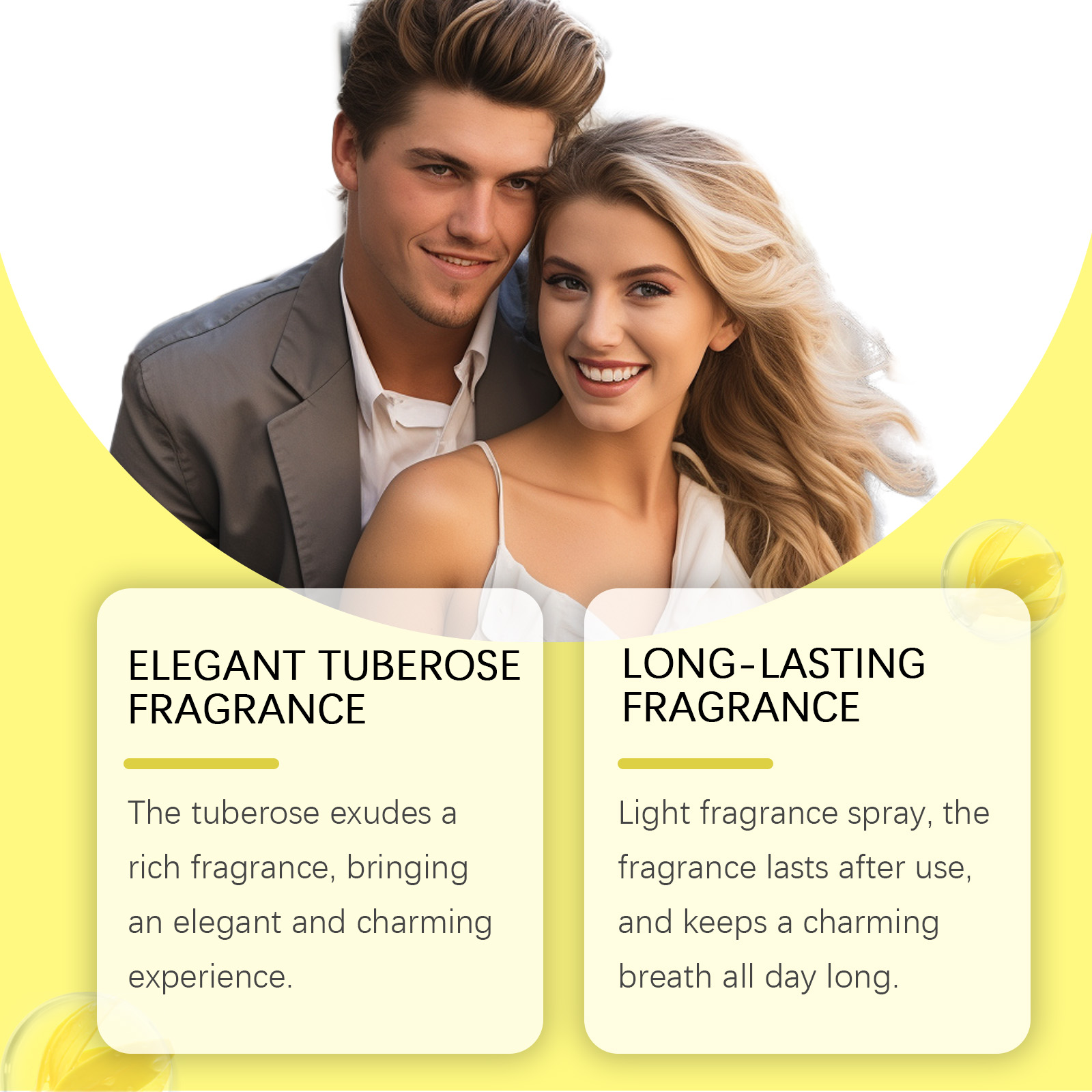 Couple sharing an elegant floral fragrance moment