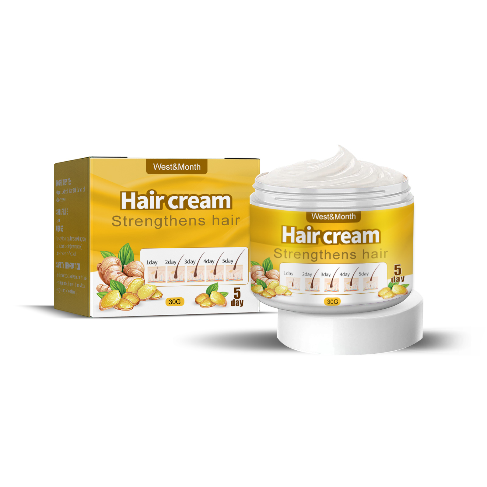 West&Month Hair Cream, Strengthens Hair, Firming Oil, Moisturizing And Smoothing Conditioner