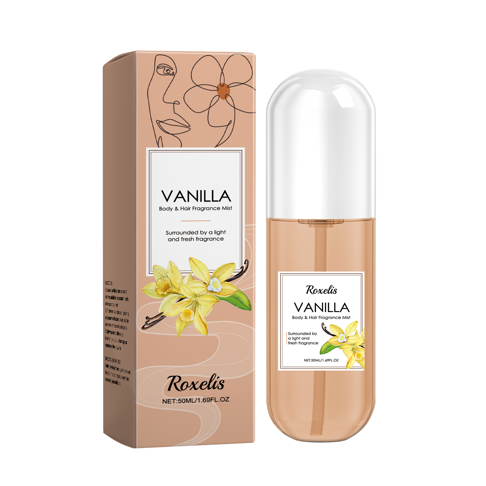 Roxelis Vanilla Body Spray, Natural Fresh Light Fragrance La