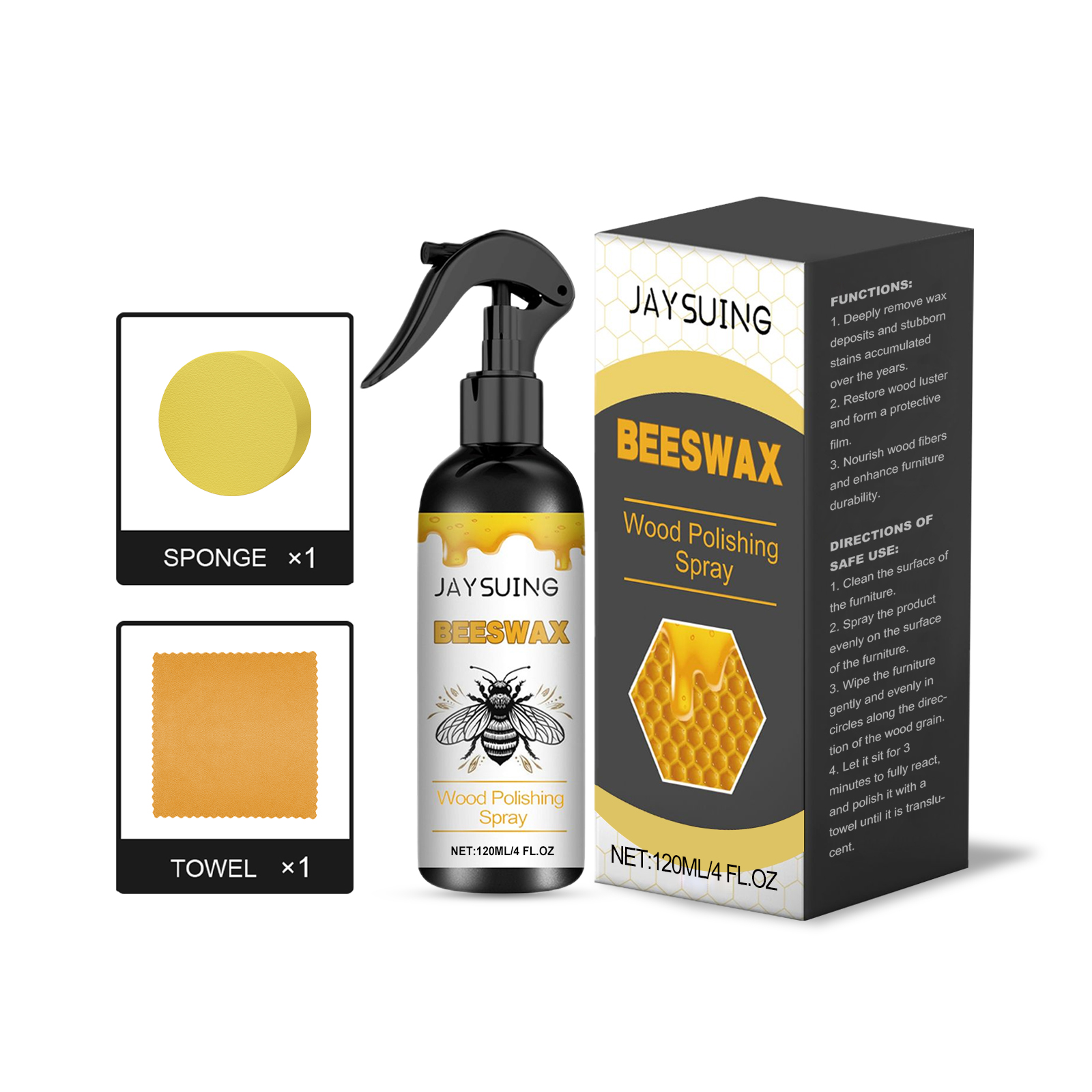 Jaysuing Furniture Beeswax Polishing Spray, Wood Polishing Scratches Refurbished Furniture Care