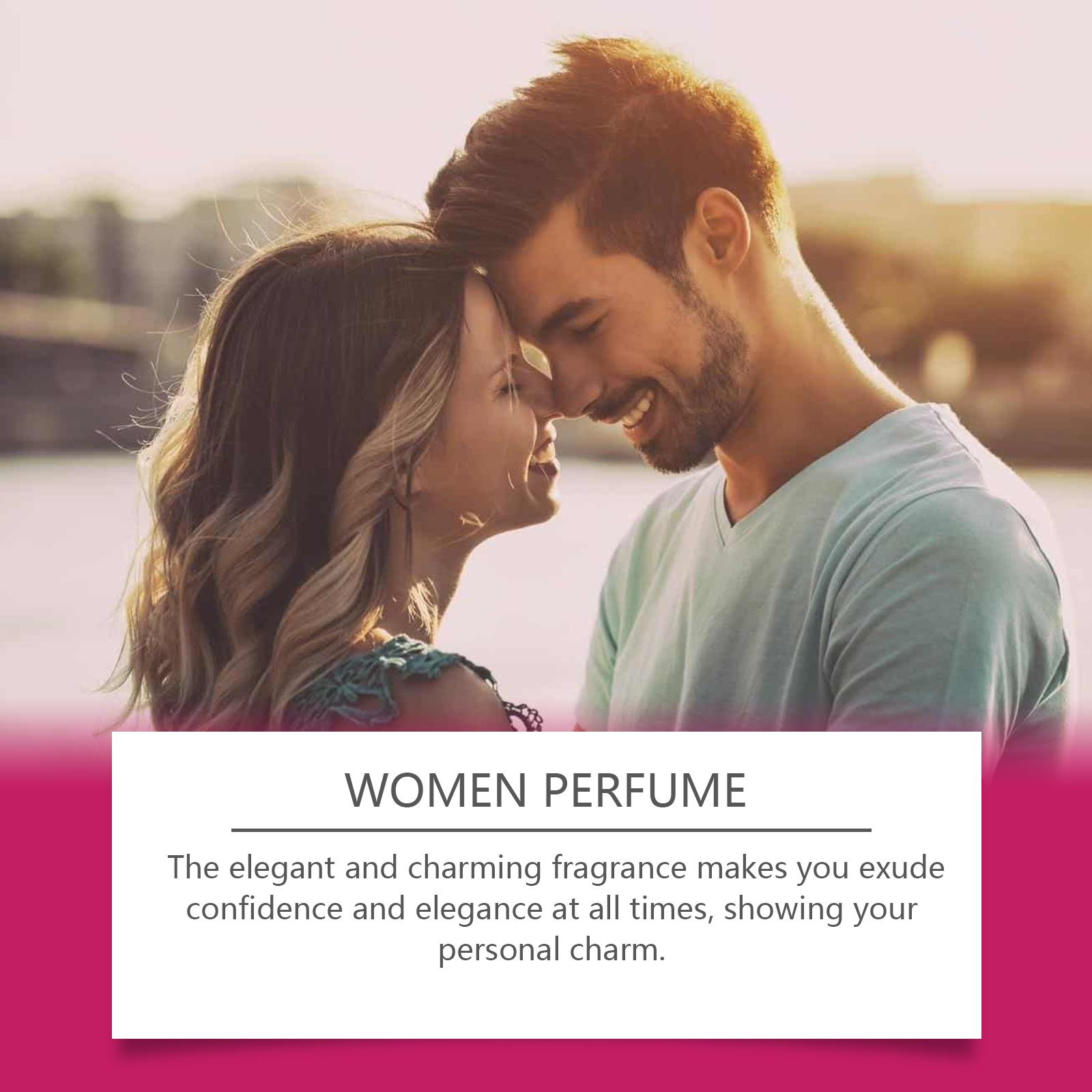 Roxelis perfume shown in a romantic outdoor setting