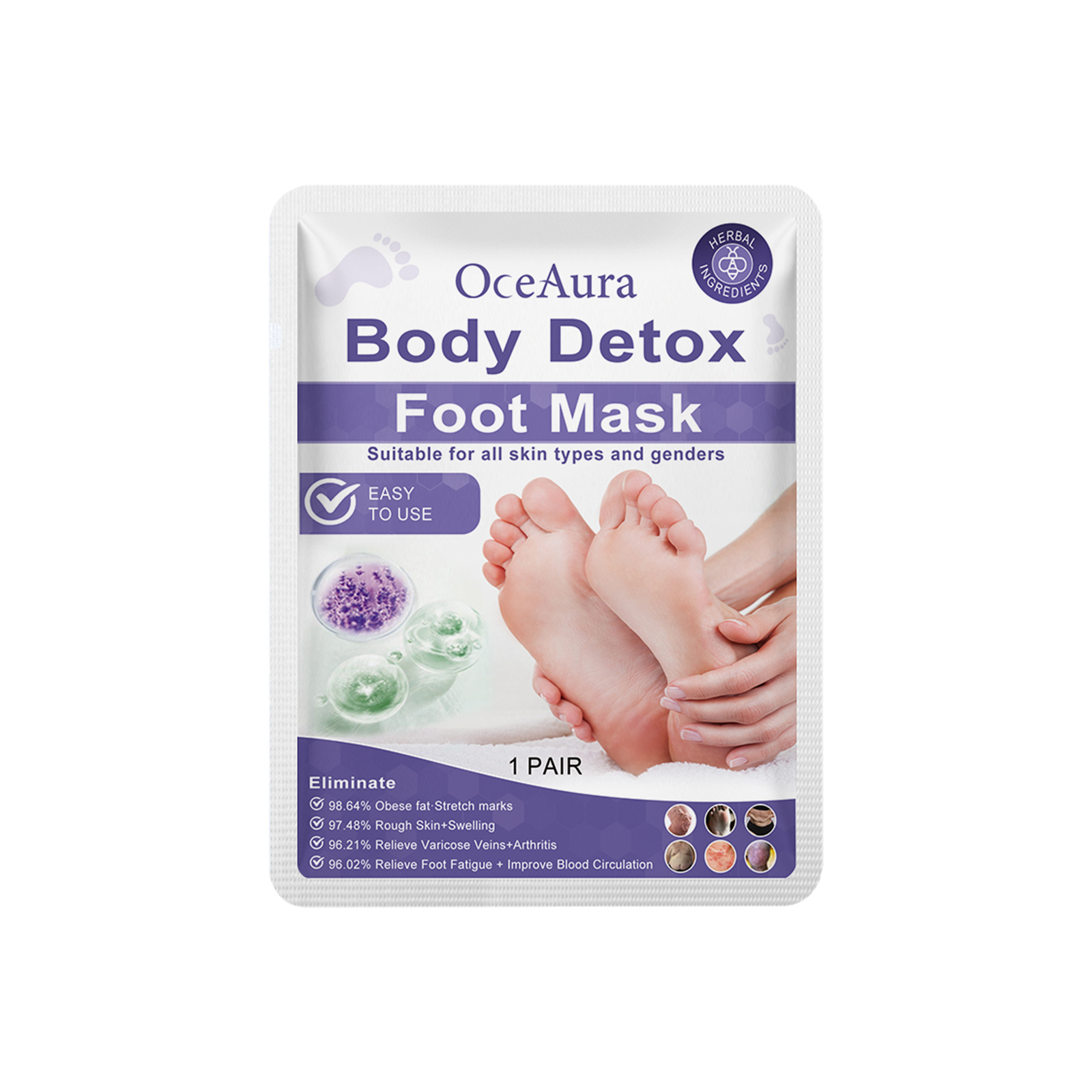 OceAura Foot Mask (Bag) Relieves Foot Discomfort, Gently Cleanses, Enhances Comfort, Tightens And