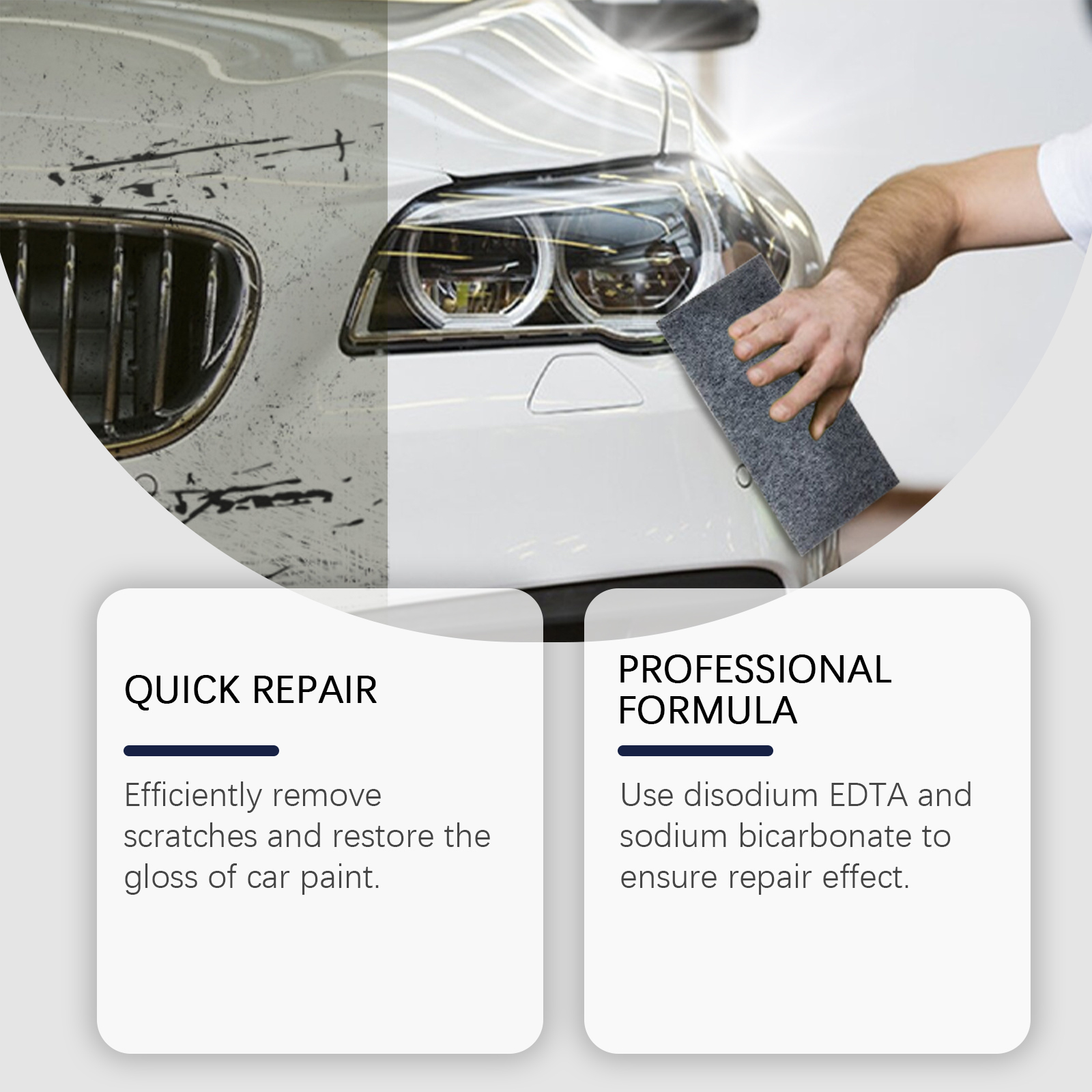 Hand applying polishing cream to a car body panel