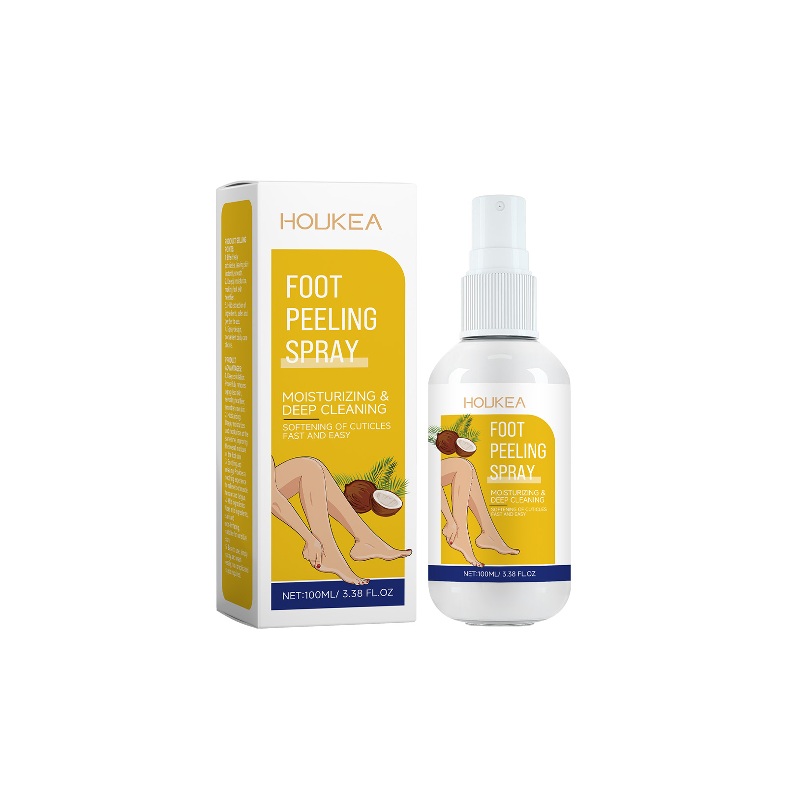 Houkea Foot Exfoliator Spray Gentle Cleansing Foot Soft Skin Moisturizing And Moisturizing Treatment