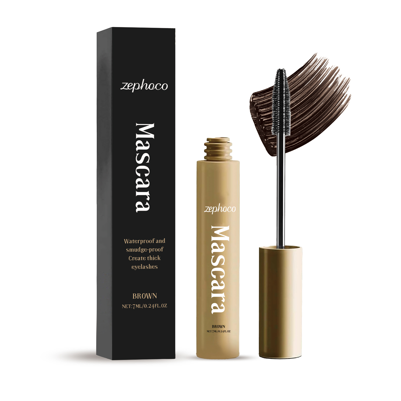zephoco Brown Mascara Thin Long Curling Natural Lasting Makeup, Waterproof, Perspirant And Not Easy