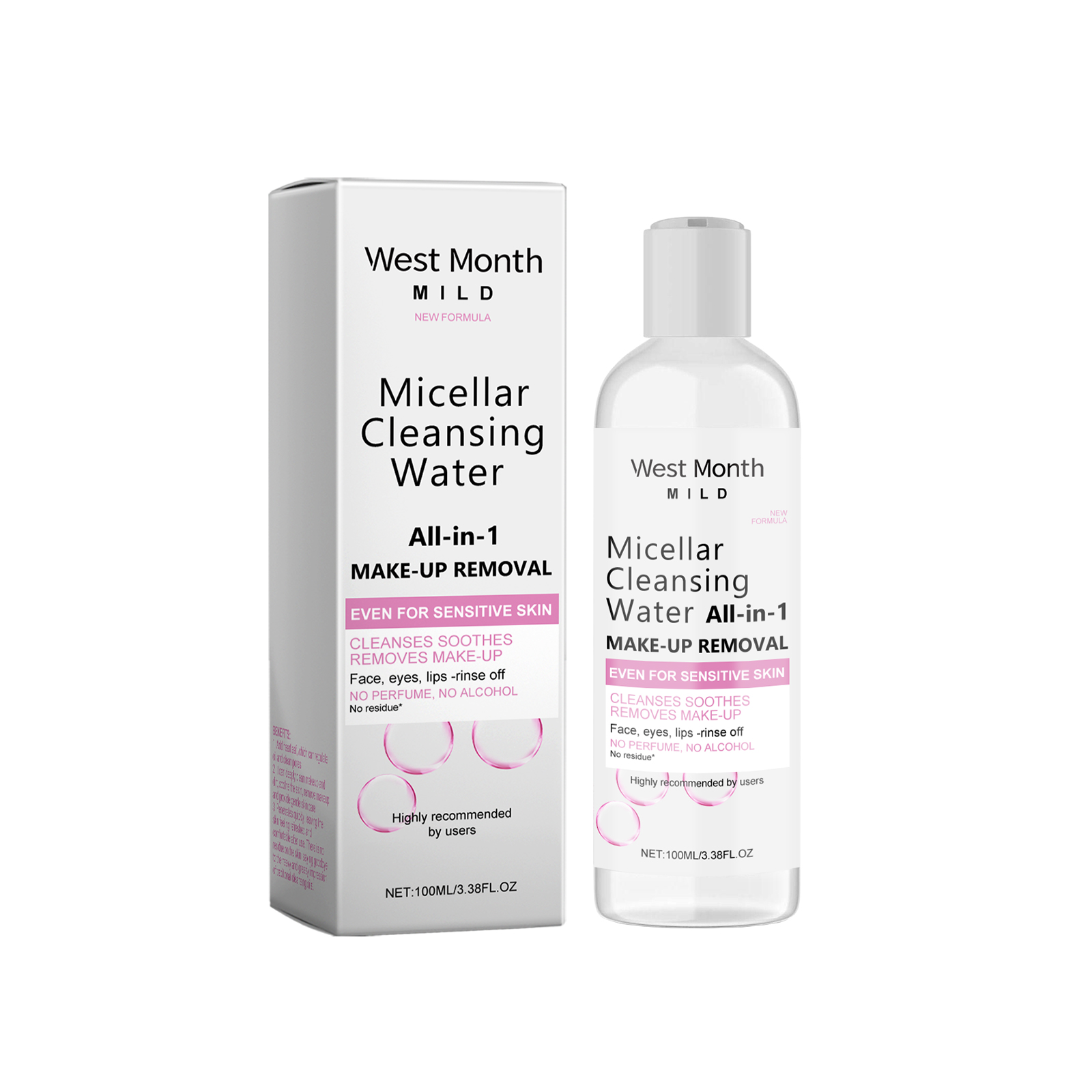 West&Month Gentle Makeup Remover, Facial Makeup Dissolves Soft Cleansing Gentle Cleansing, Clean And