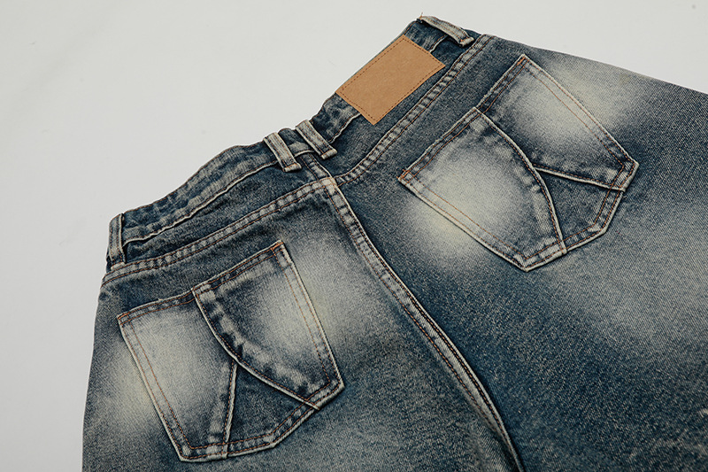 Lightning patterned denim seven quarter shorts C770C1F04F4E9C20473EE066BD2AA83E