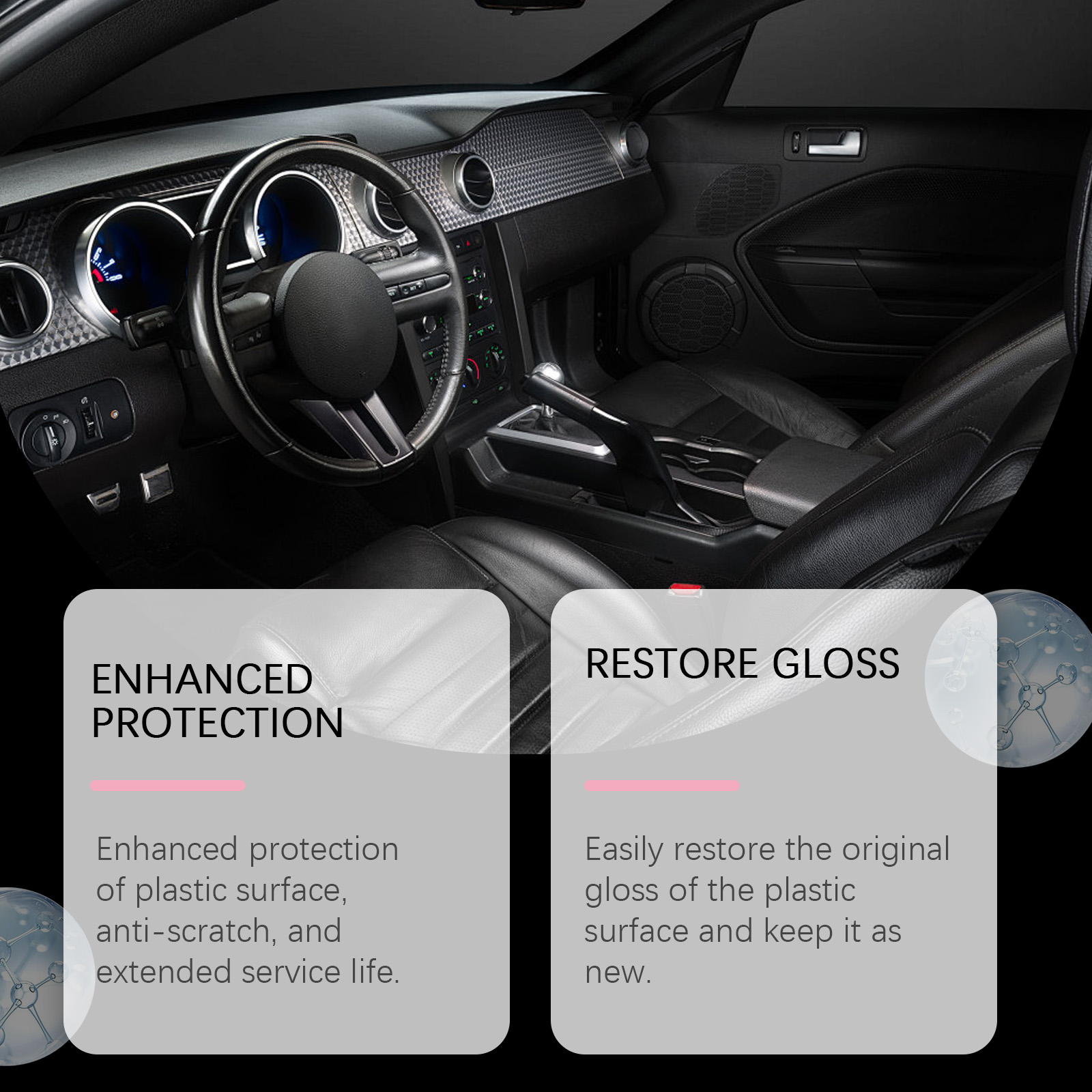 Automotive plastic protection and restored gloss detail