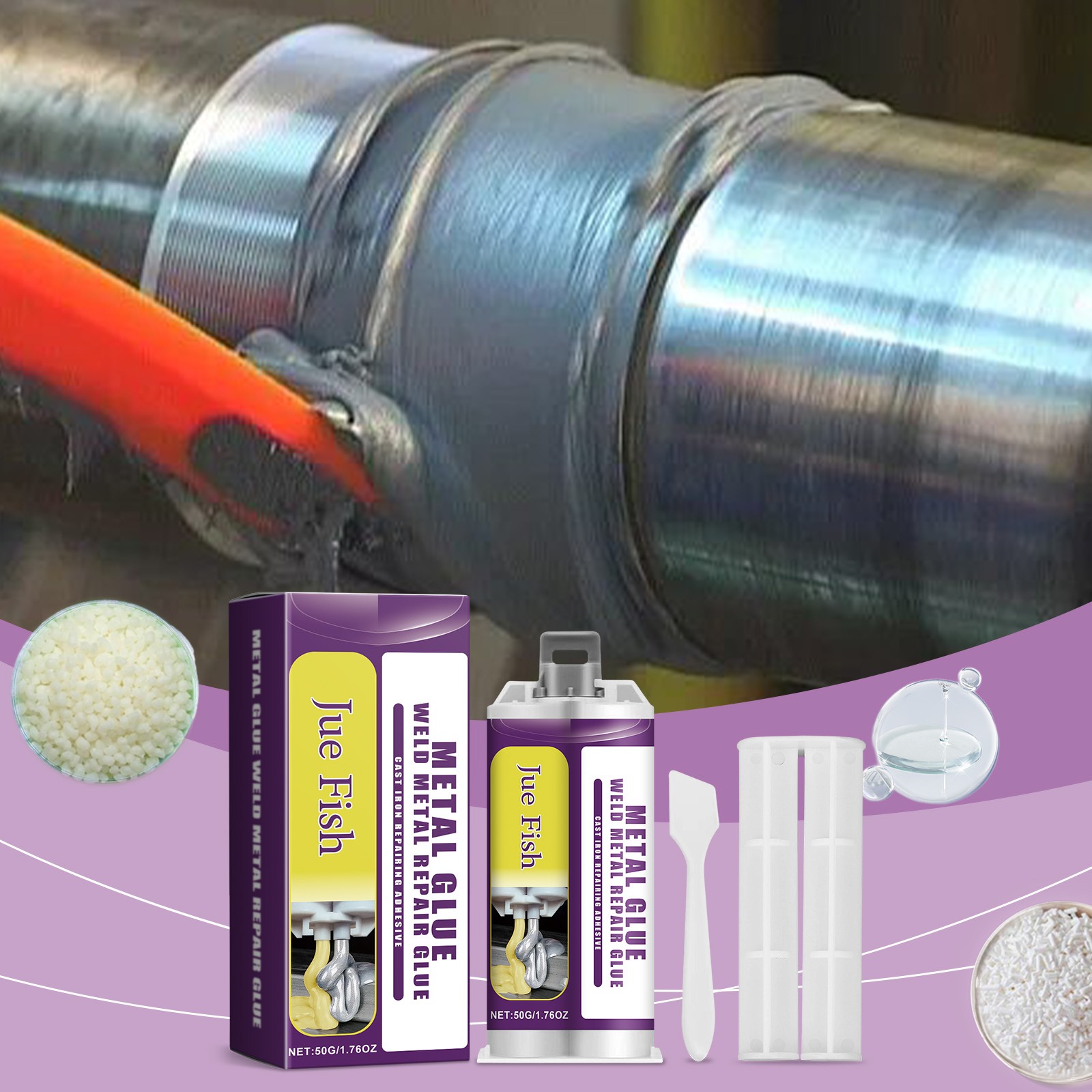 Leaking metal pipe shown during a practical repair