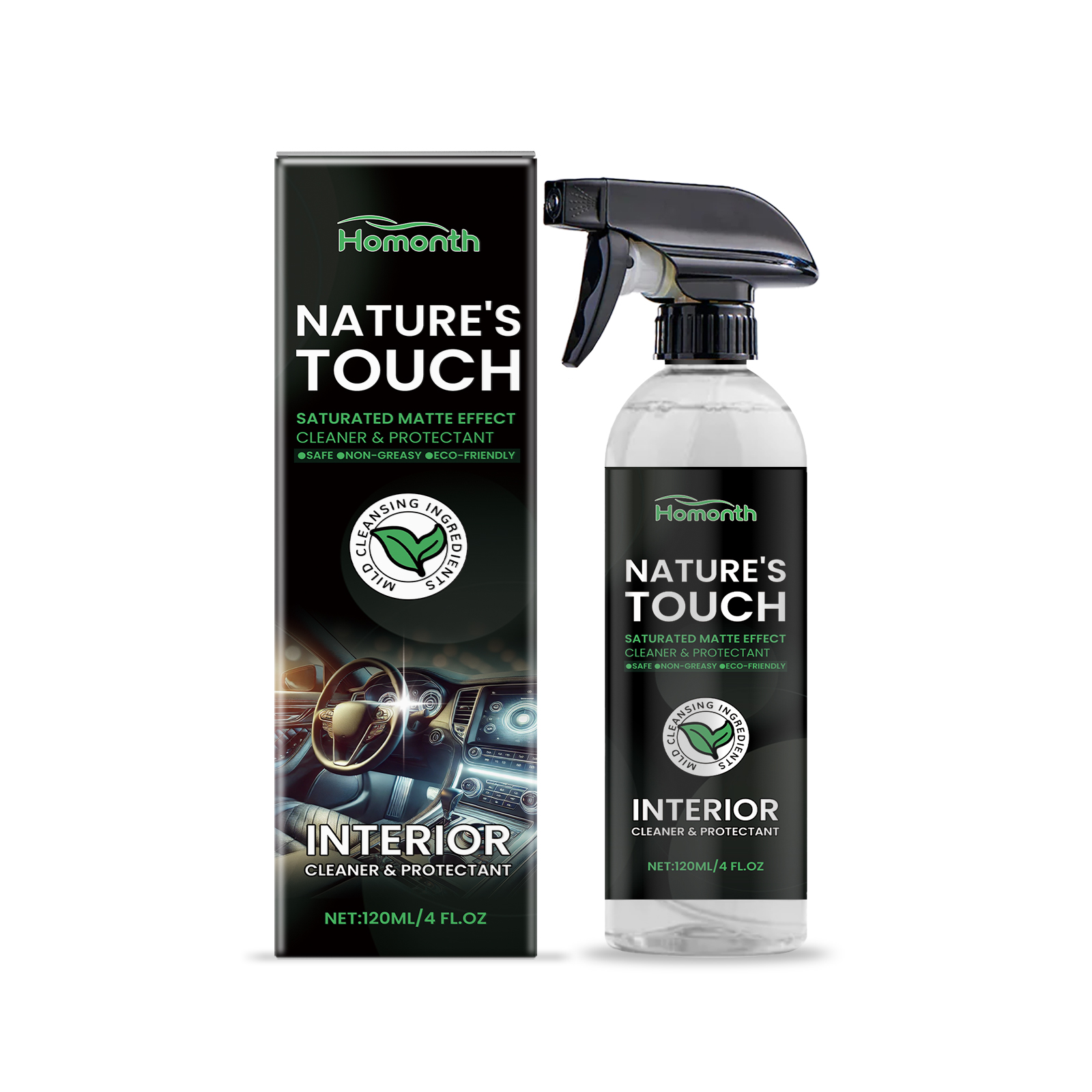 Homonth Car Interior Cleaner, Interior Decoration Soft Seat Steering Wheel Cleaning Refurbishment