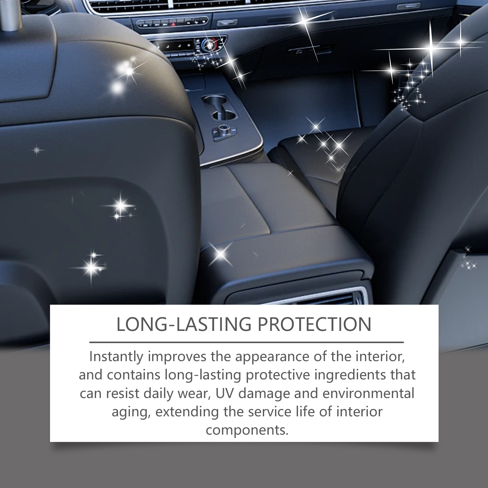 Luxury car interior with protective polish treatment