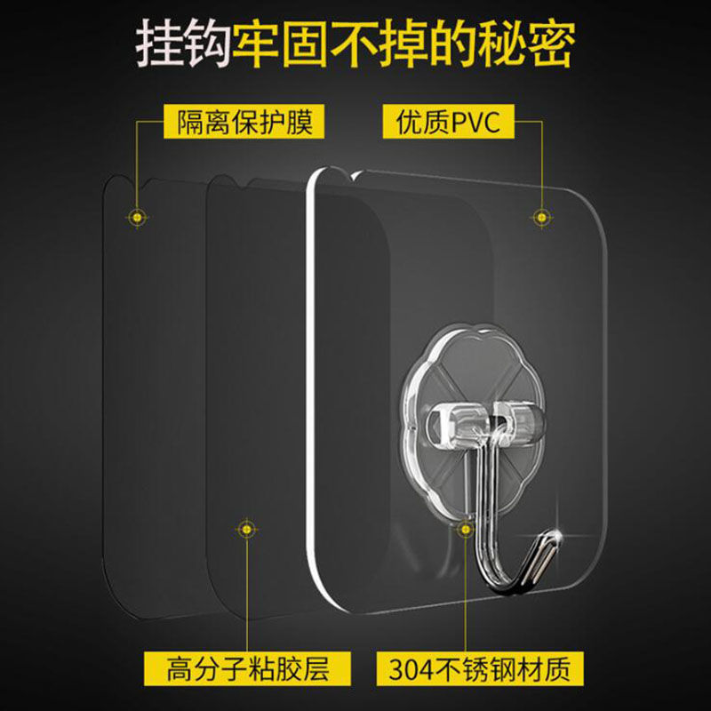 Clear glossy PVC plate and layered adhesive hook