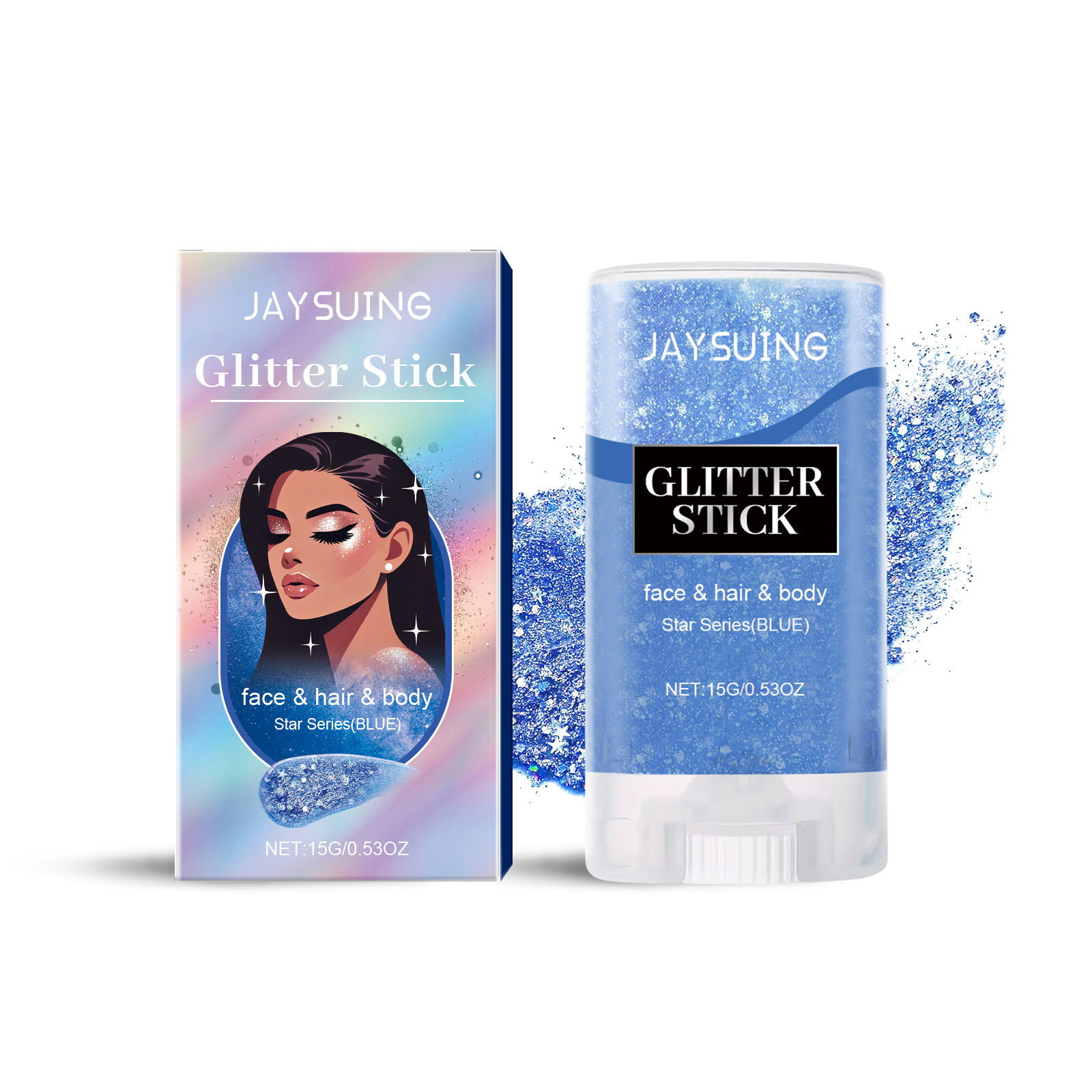 Jaysuing Sequined Glitter Stick (Blue), Party, Dance, Performance, Makeup, Face, Body, Collarbone