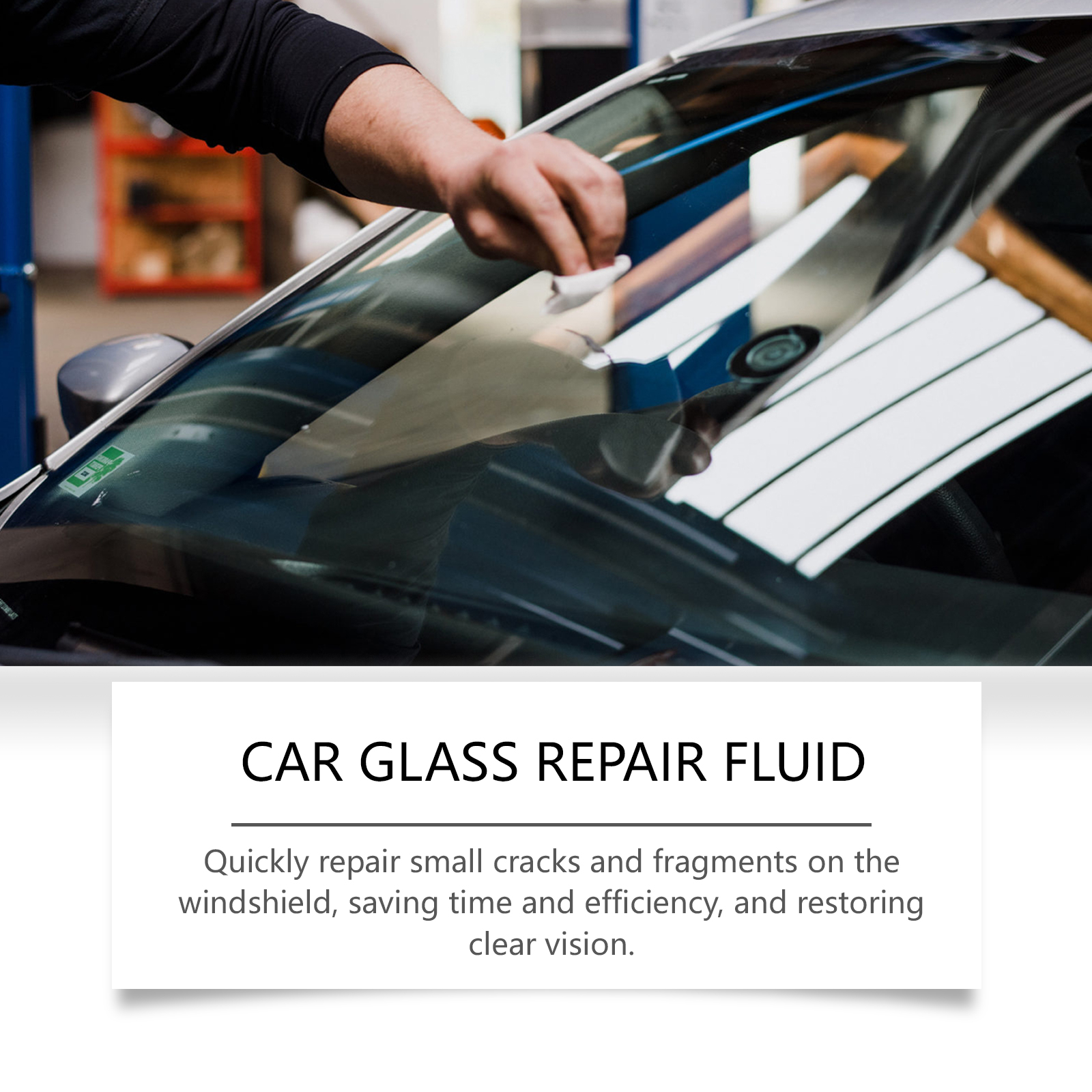 Precision nozzle applying clear fluid to windshield chip