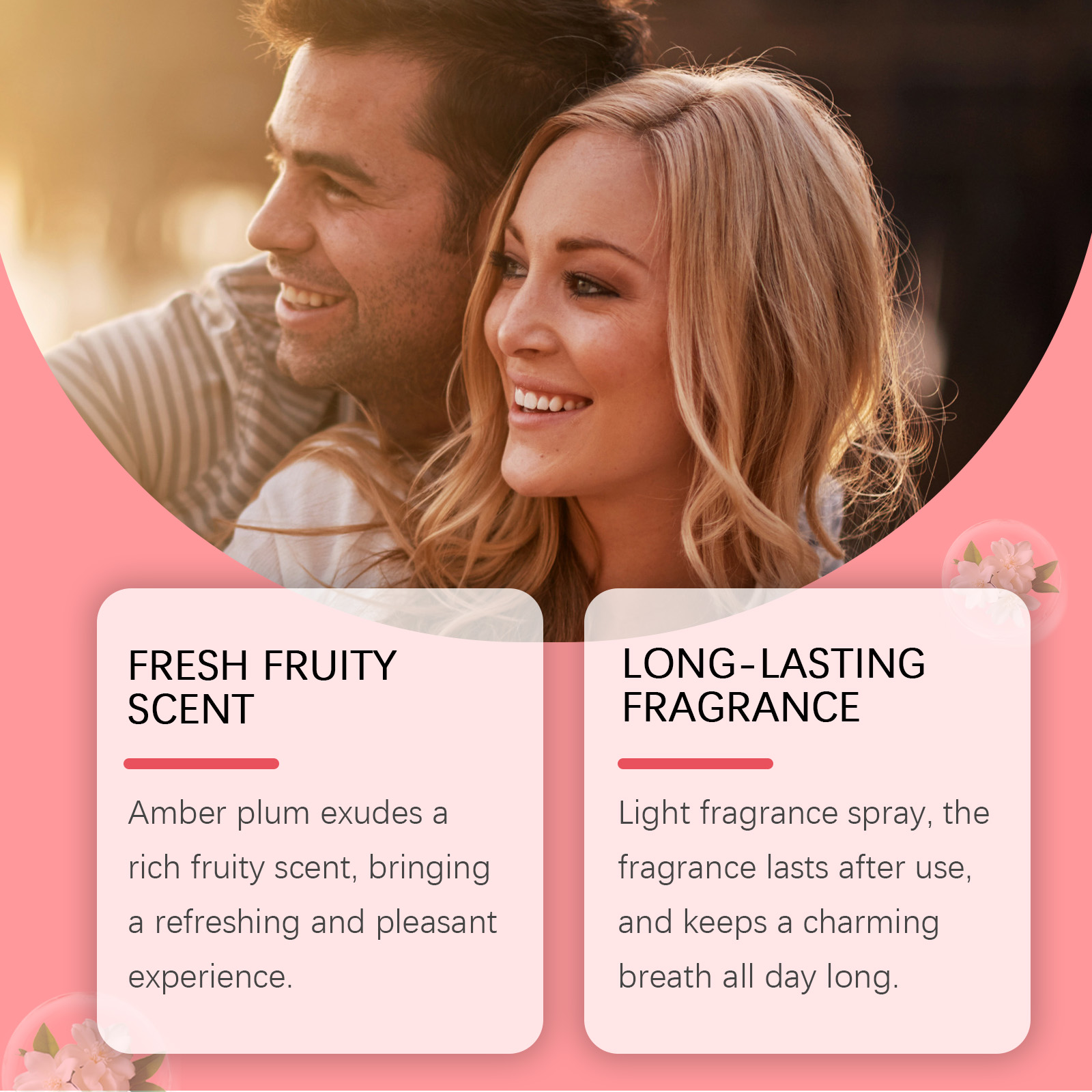 Couple beside fresh fruity fragrance message
