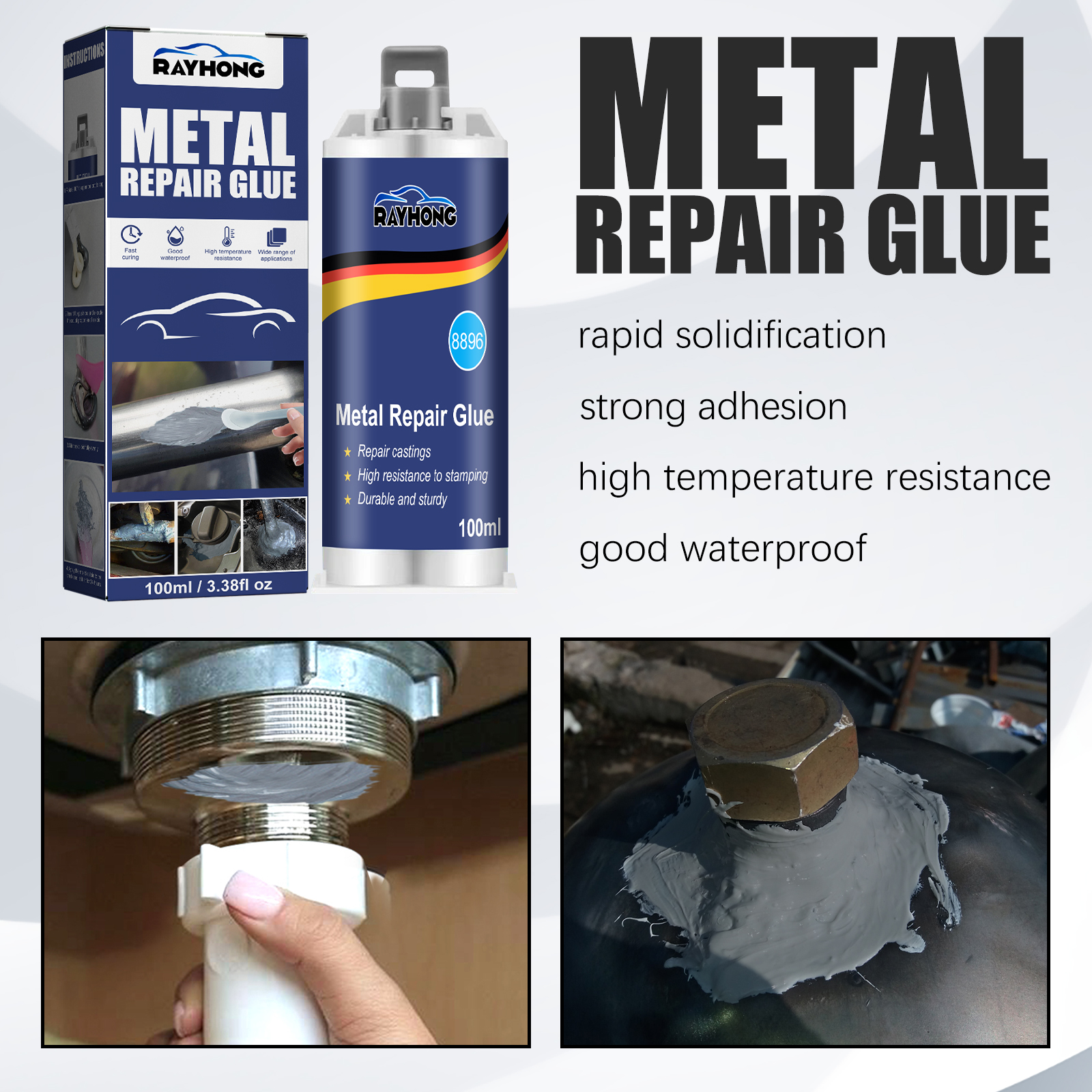 Metal adhesive applications around threaded fittings