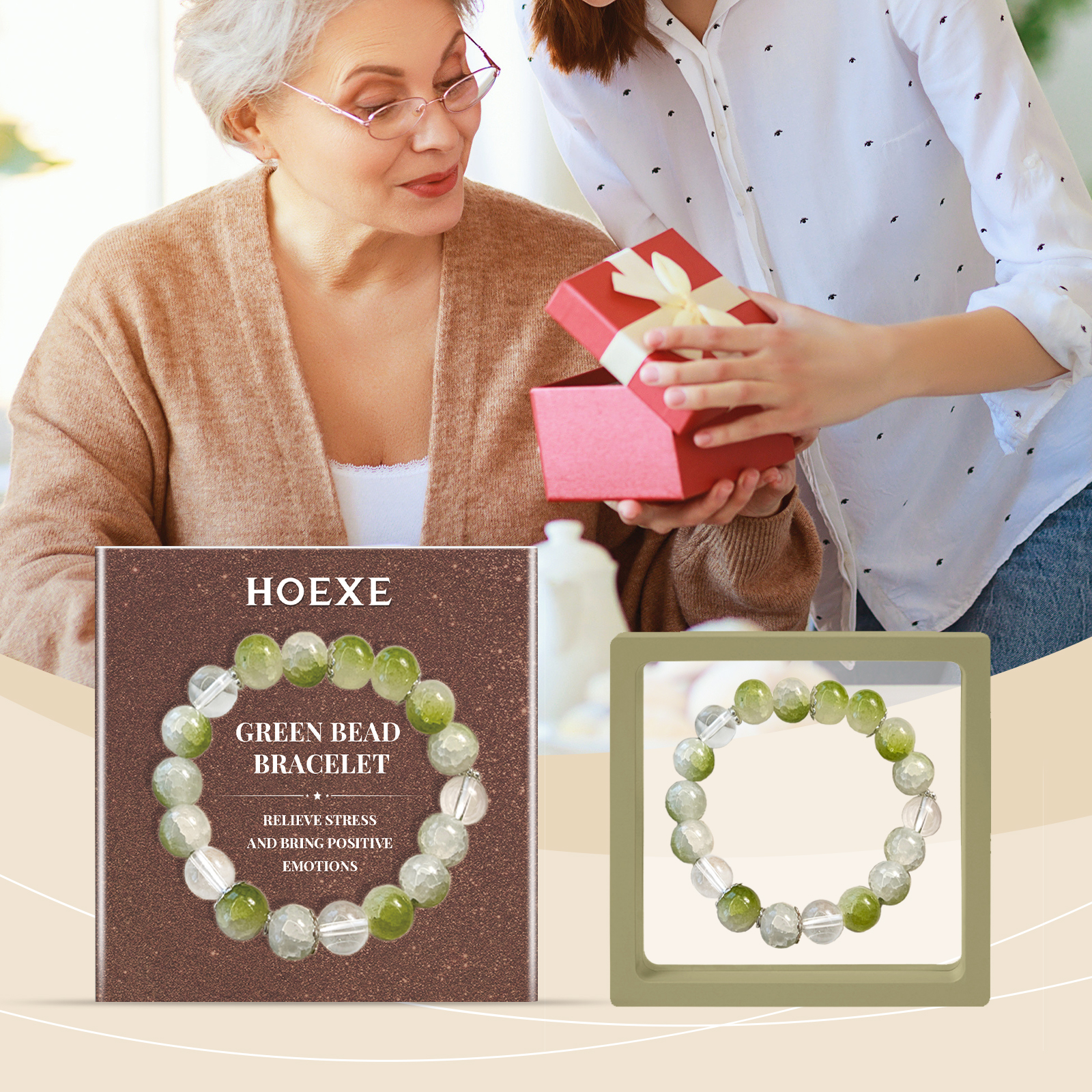 Bracelet and box arranged as a thoughtful unisex gift