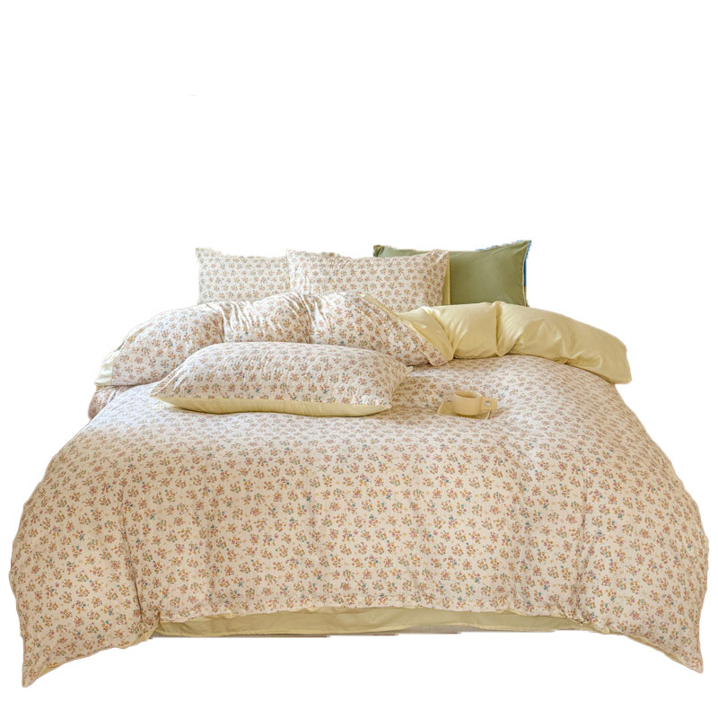 Double Gauze Four-Piece Set Jacquard Small Bamboo Cotton Three-Piece Set Student Dormitory INS Fresh