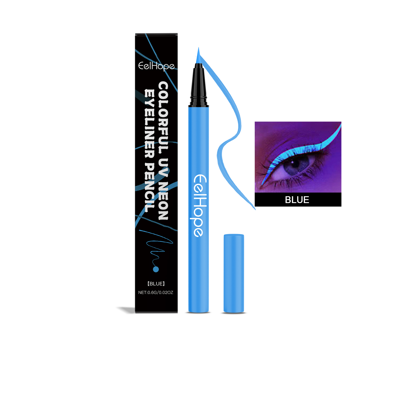 Eelhope Party Neon Liquid Eyeliner (Blue) Is Smooth, Flowing, Long-Lasting And Easy To Apply, Making