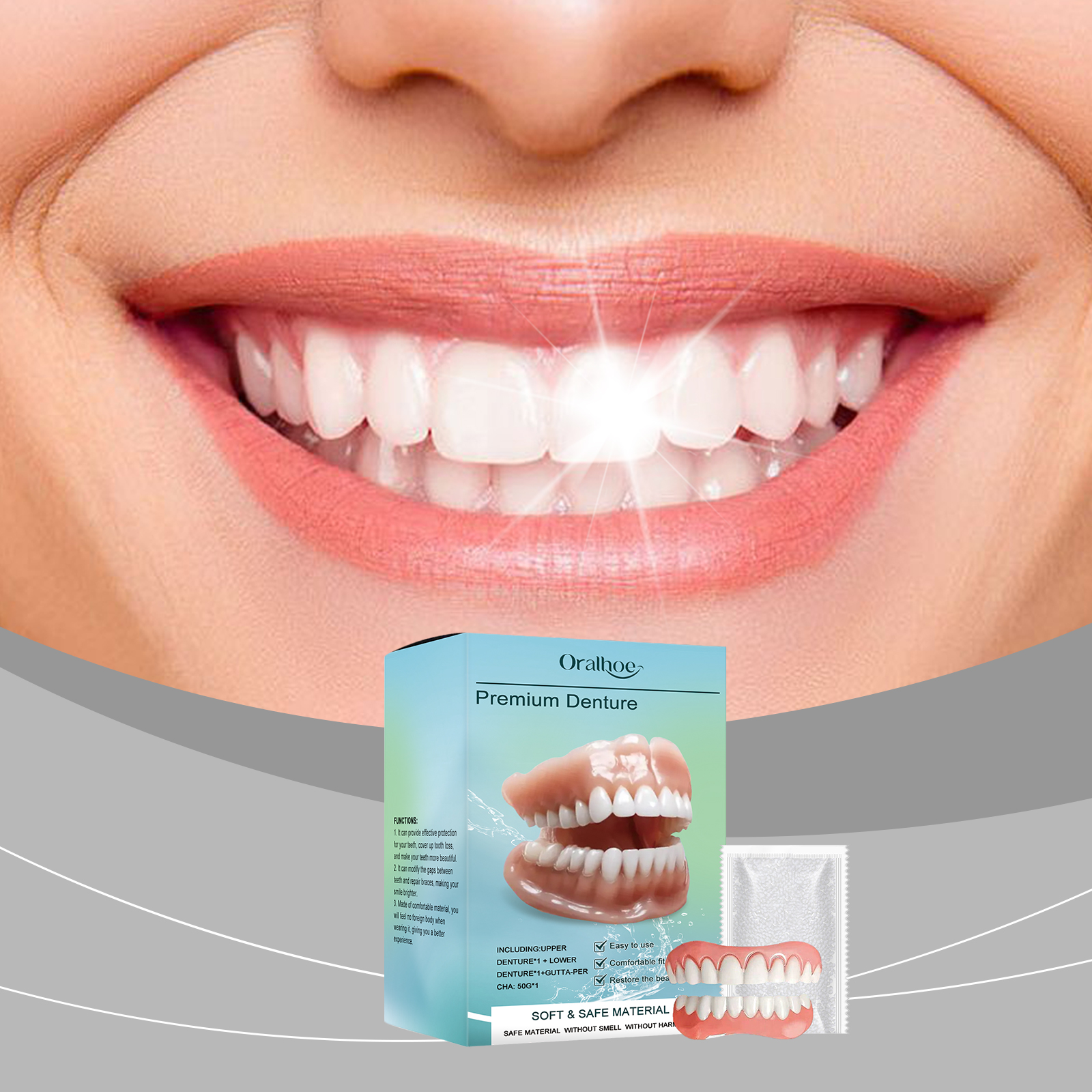 Bright smiling woman showing cosmetic smile enhancement