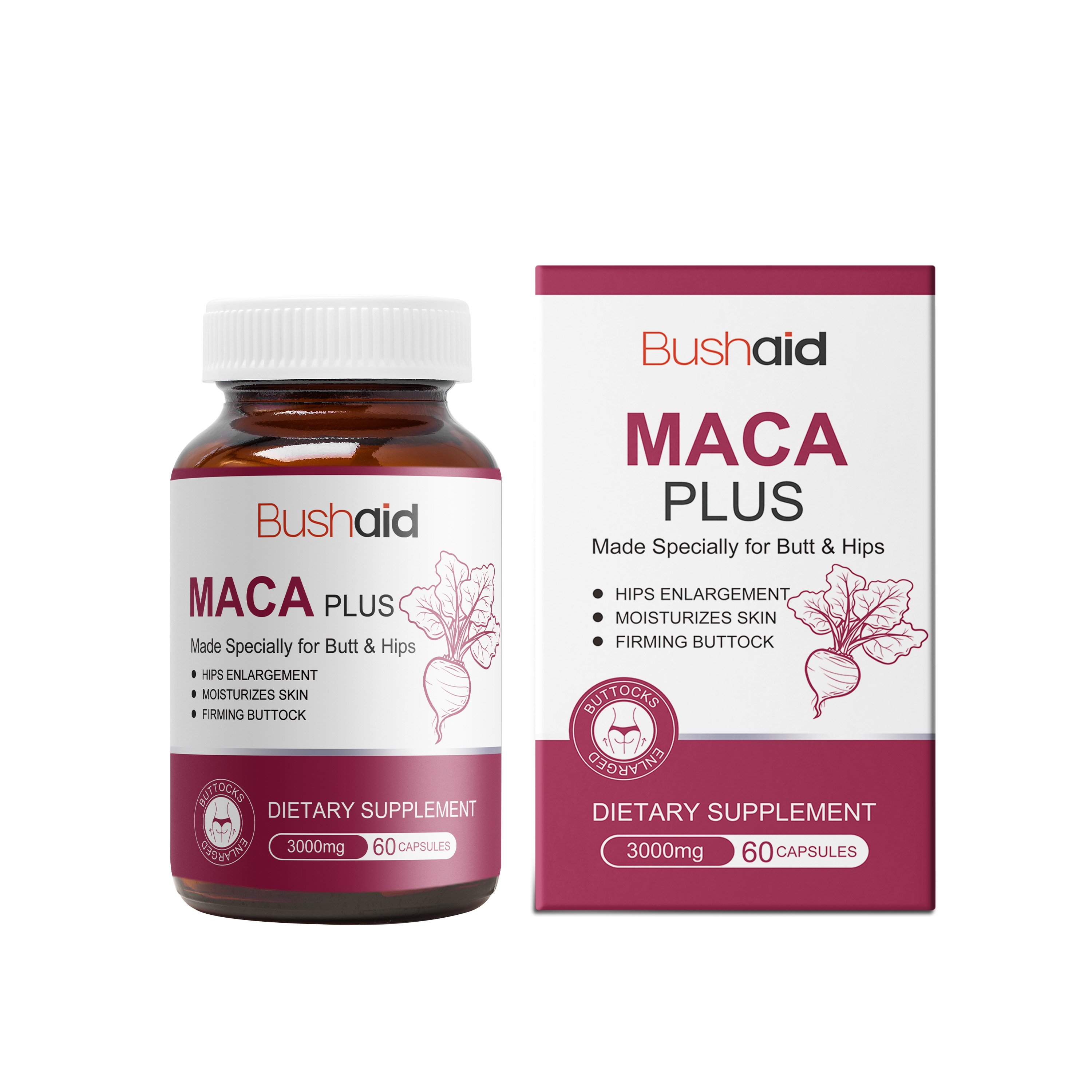 BushAid Maca Butt Capsule Gentle Ingredients Daily Moisturiz