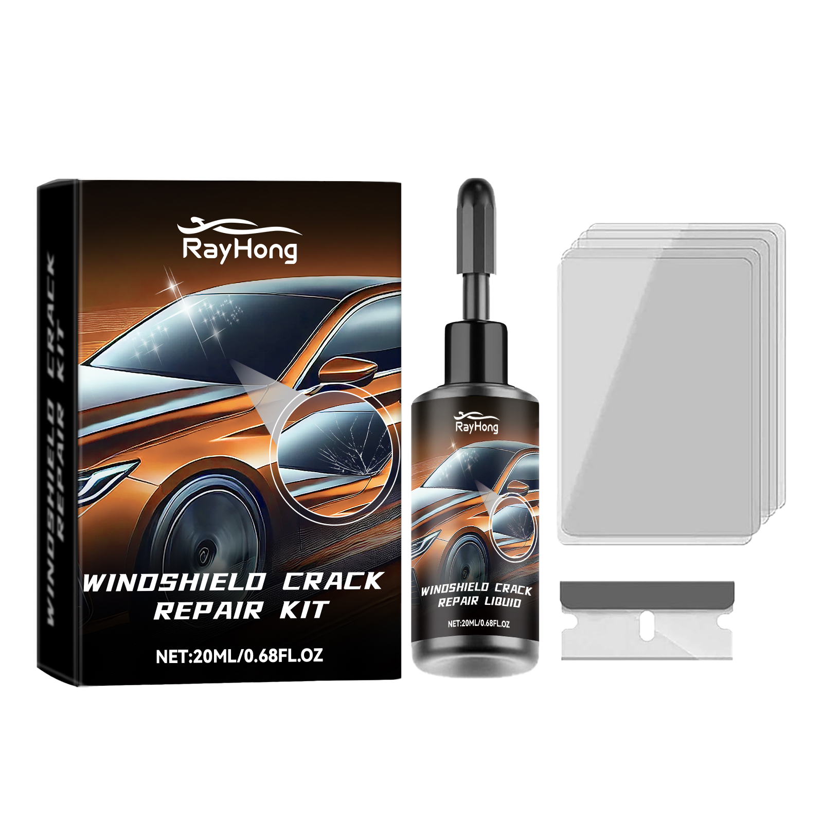 Rayhong Windshield Repair Kit, Quick Repair Of Cracks Clear 