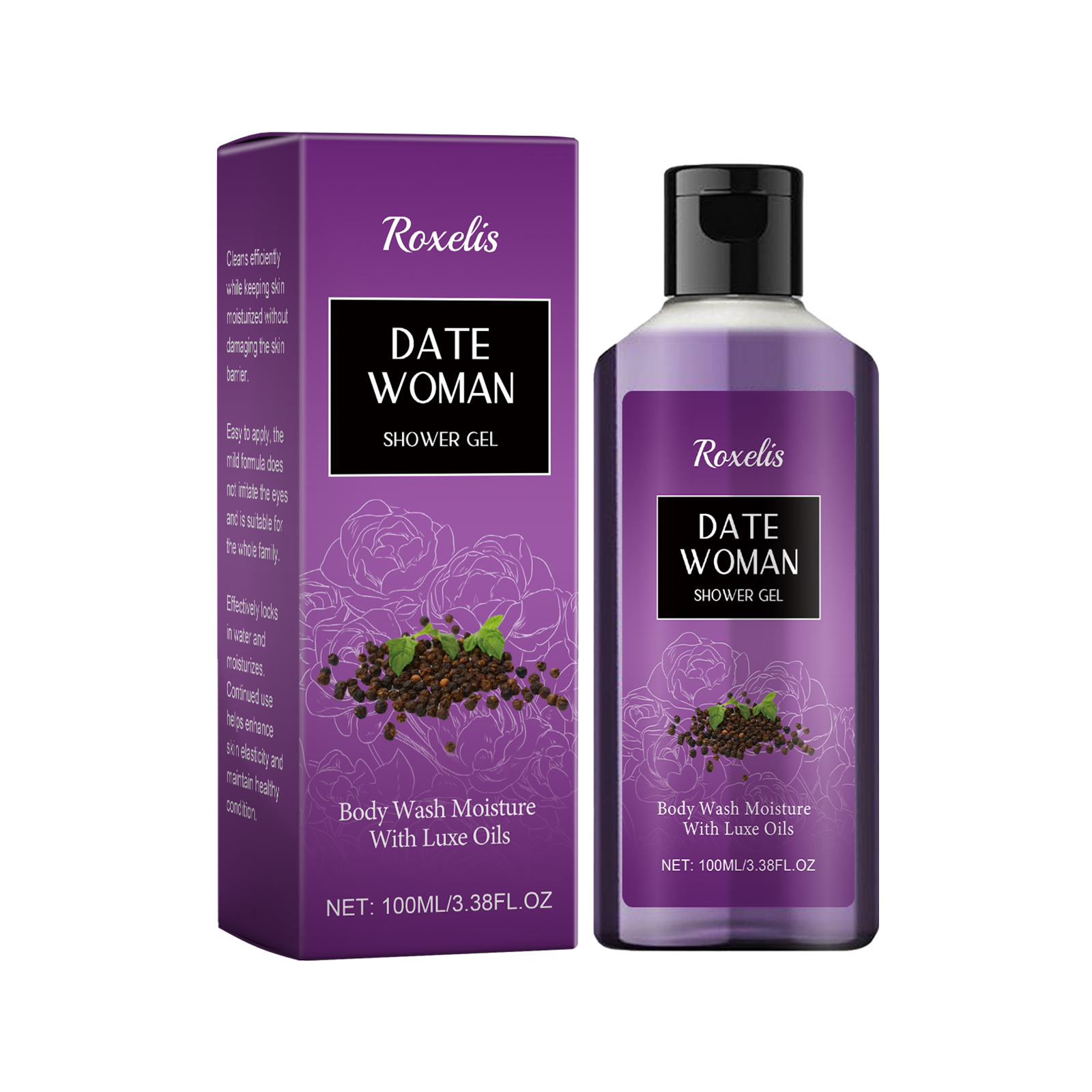 Roxelis Herbal Floral Shower Gel Gently Nourishes, Cleanses,