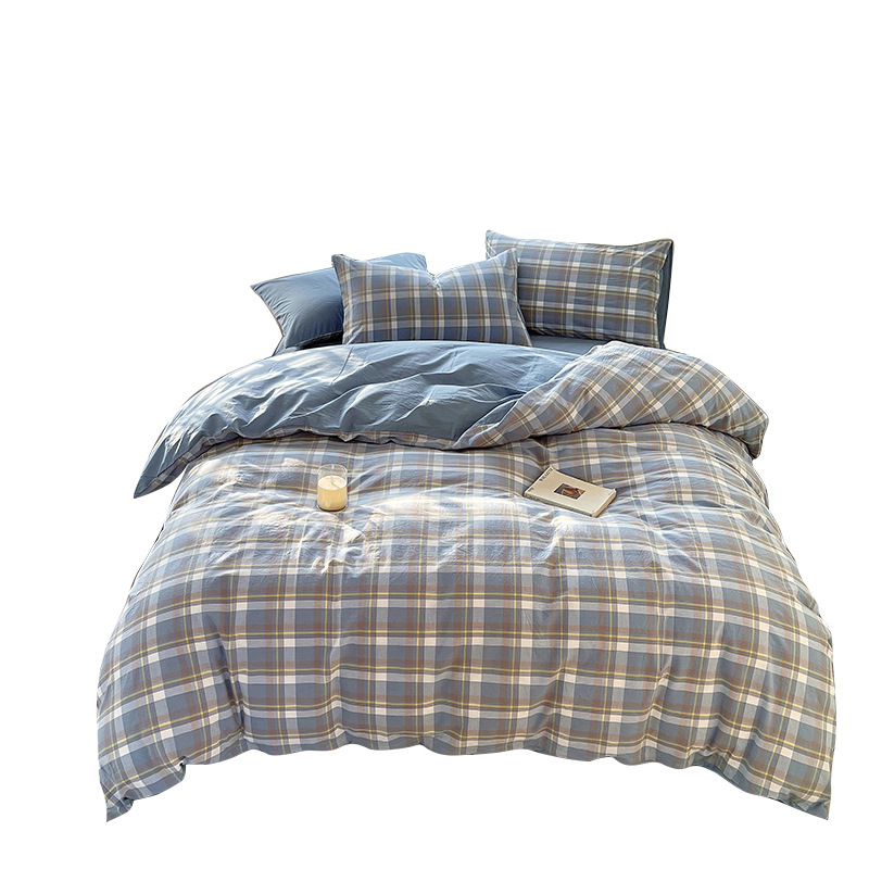 Cotton Dyed Washed Cotton Bedding Set Pure A Class Flat Sheet Quilt Cover Fitted Sheet Quilt Cover