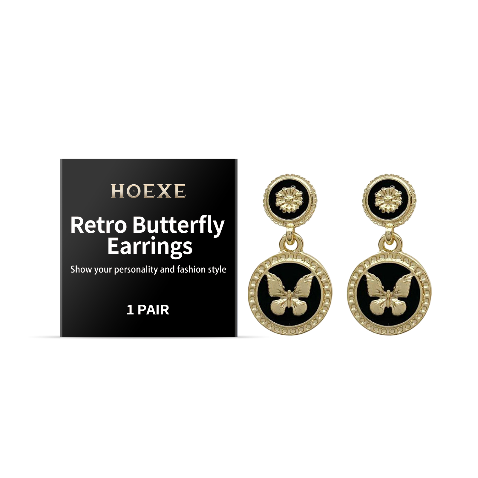 Hoexe Vintage Butterfly Earrings Fashion Personality Charm Niche Design Sense Light Decoration