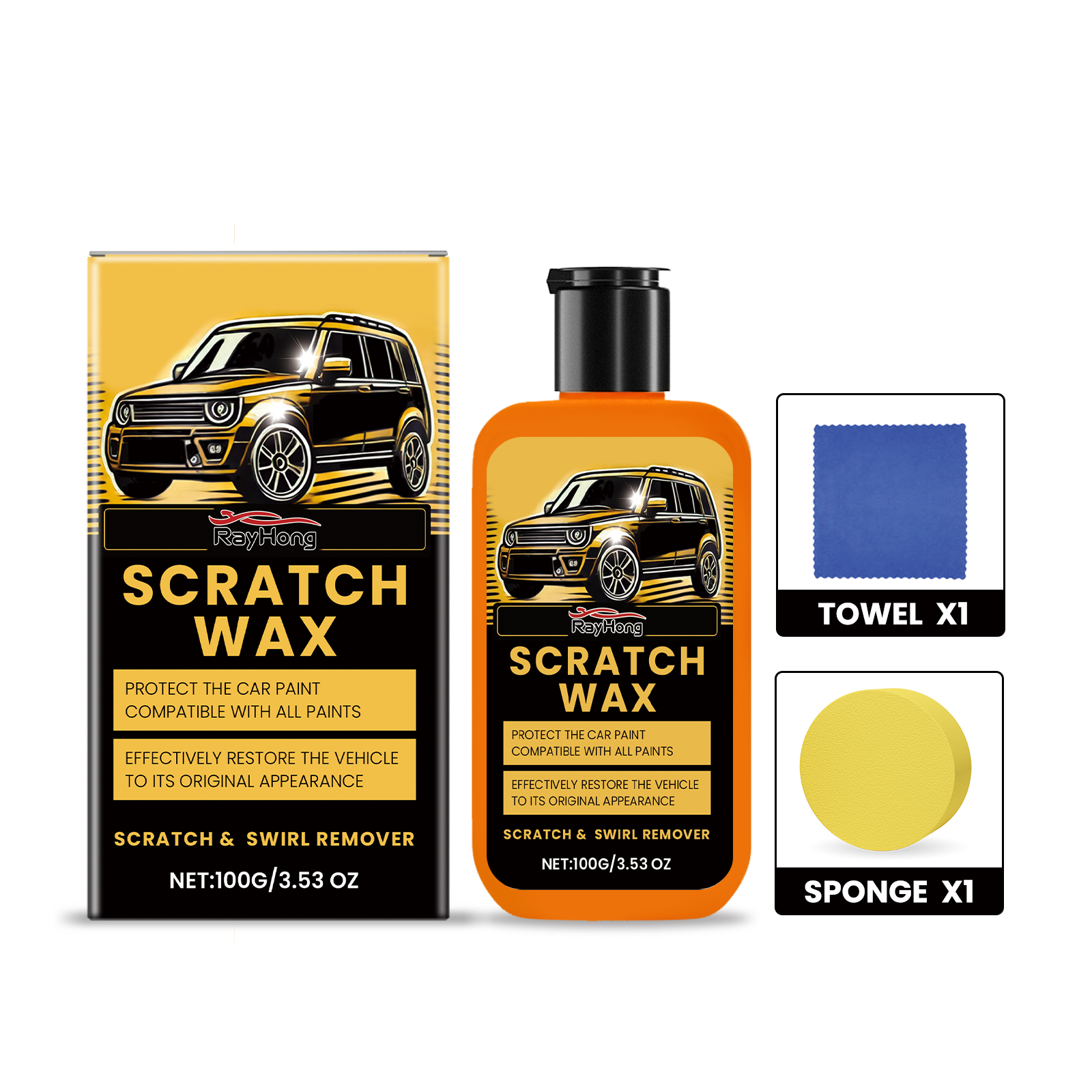 Rayhong Car Scratch Remover, Car Scratch Maintenance Paste Quick Clean And Easy To Use