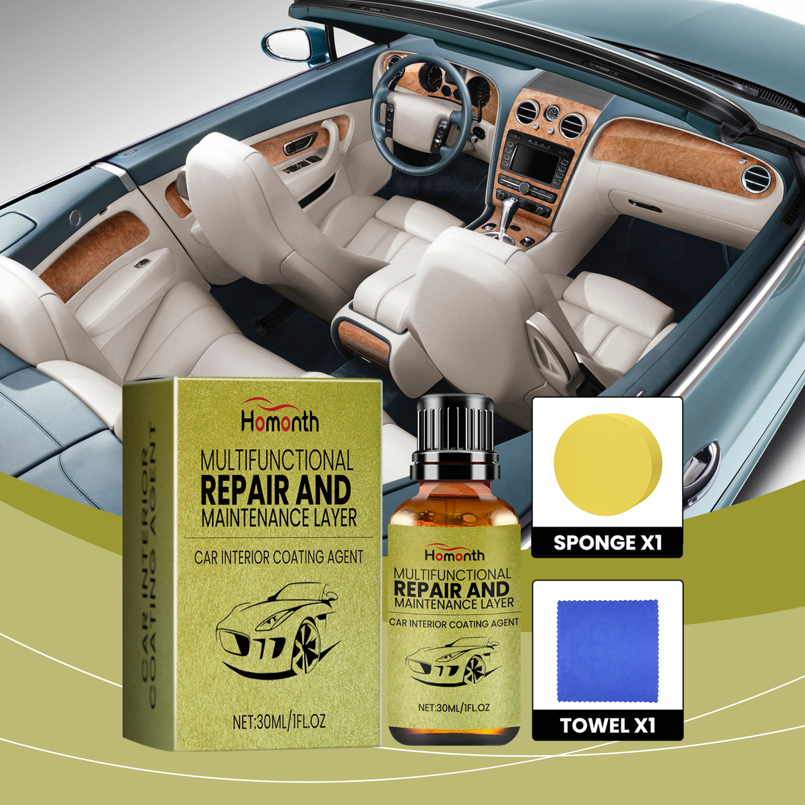 Homonth coating kit shown in vehicle interior