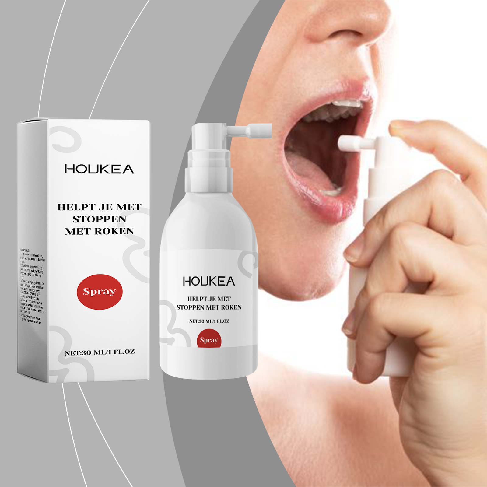 Person applying Houkea mint breath spray