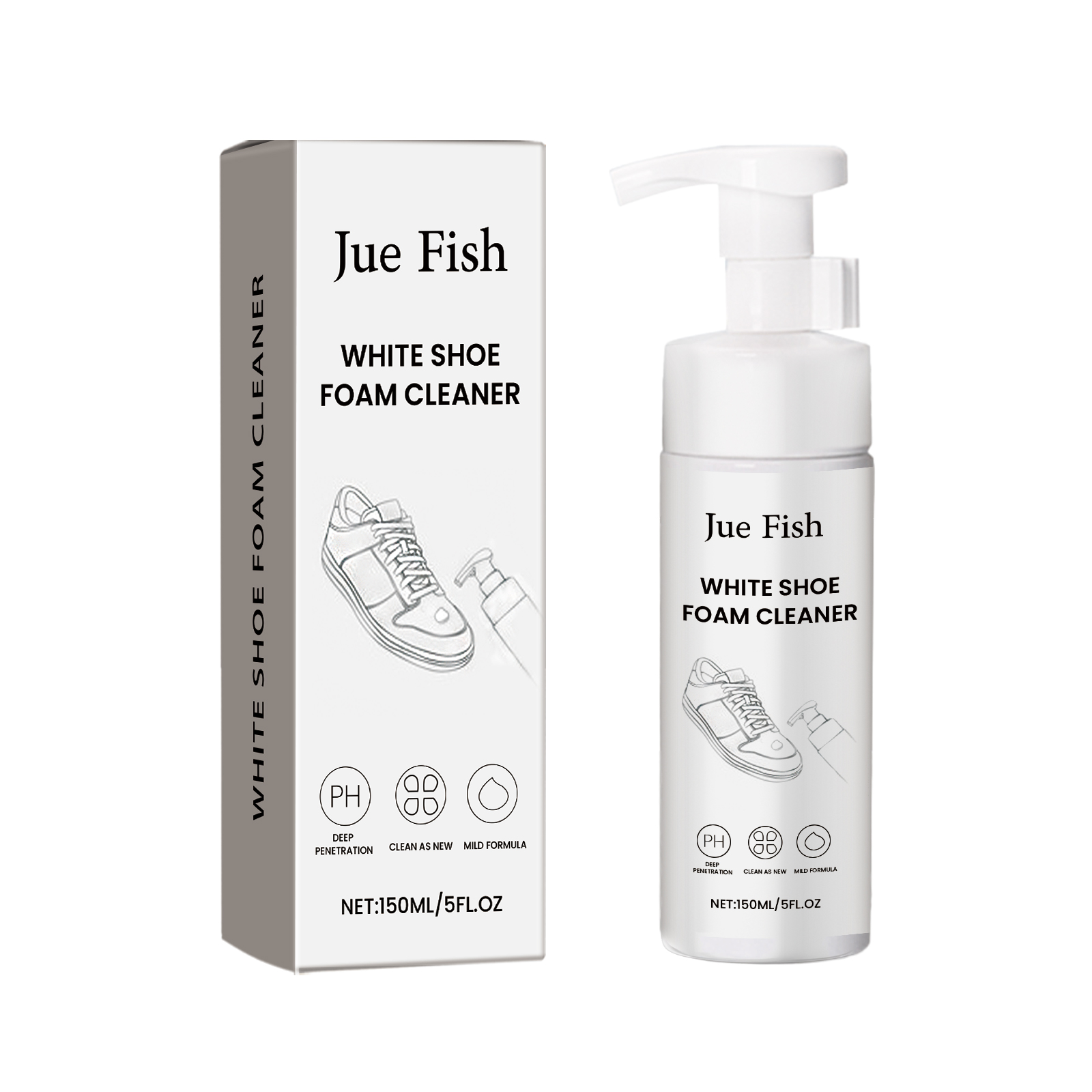 Jue-Fish White Shoe Foam Cleaner Cleans And Removes Stains And Brightens Multi-Functional Shoe
