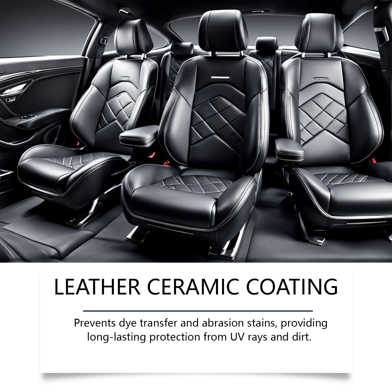 Black leather seats with UV and stain protection