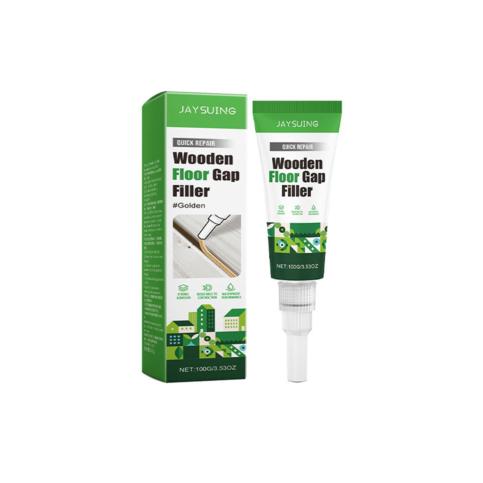 Golden sealant with pointed white applicator