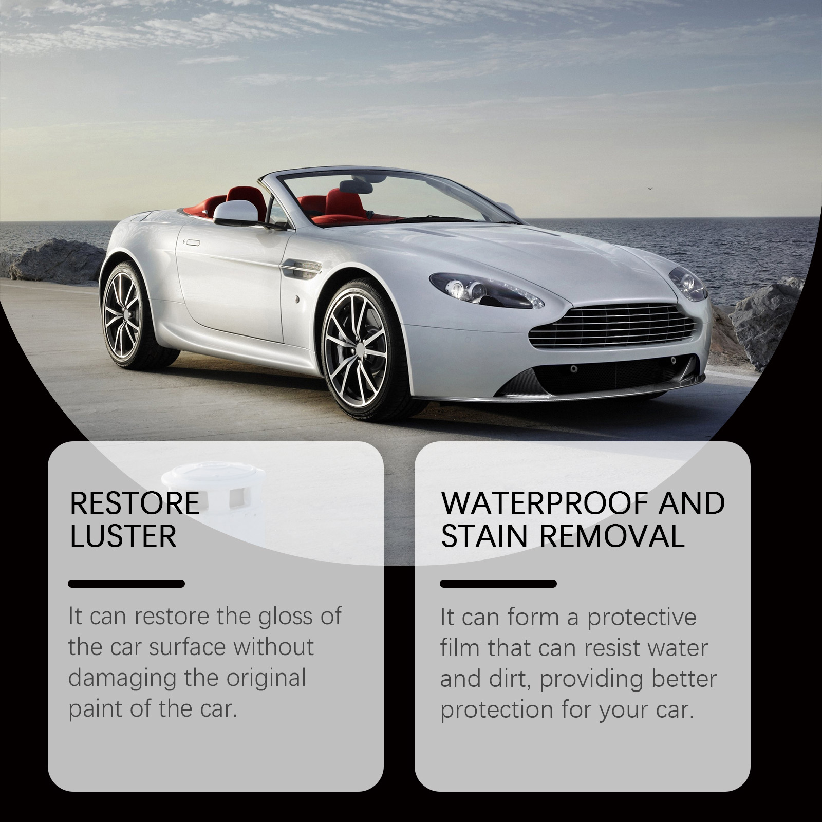 Convertible showing restored gloss and reflective paint highlights