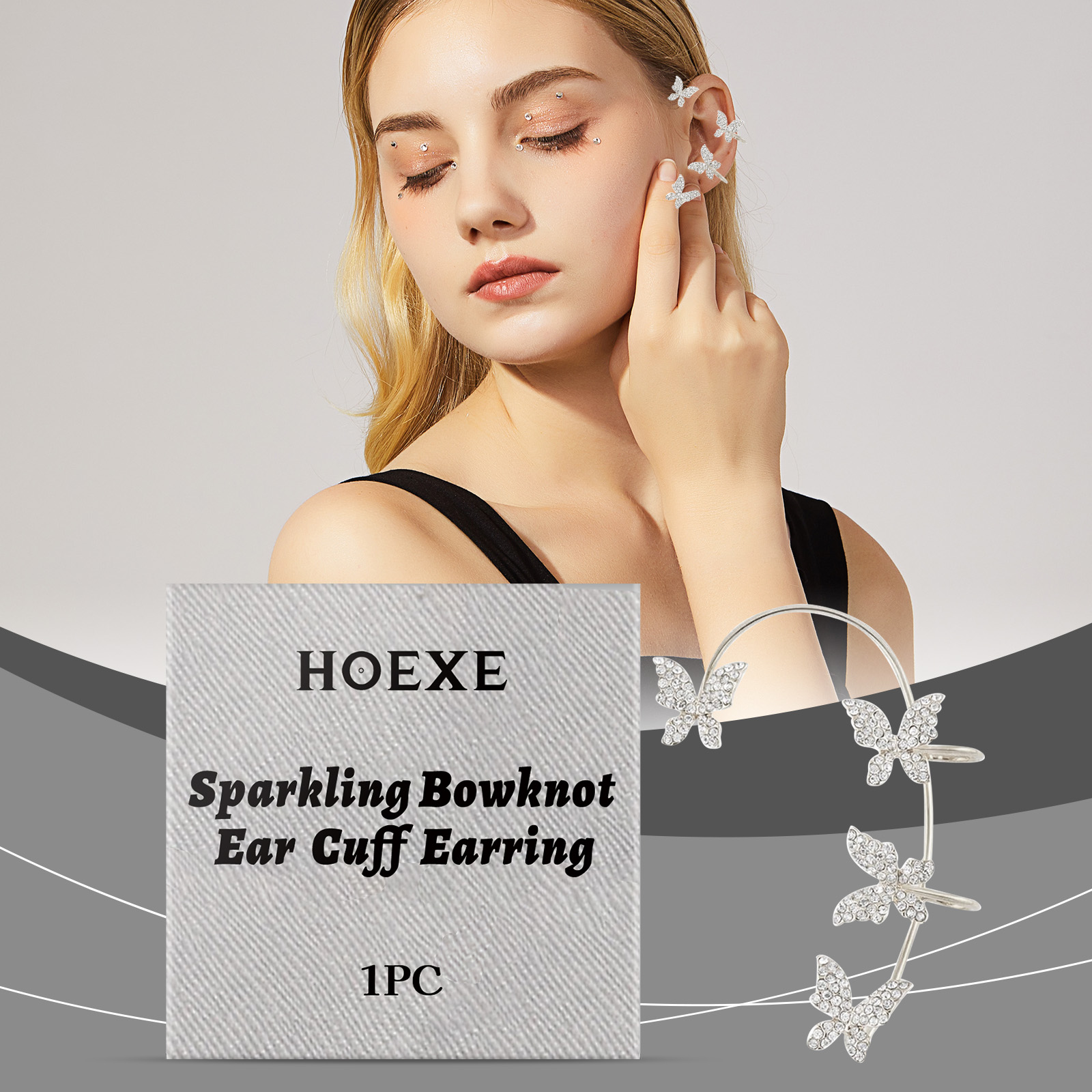 Woman styling no-piercing butterfly ear cuff