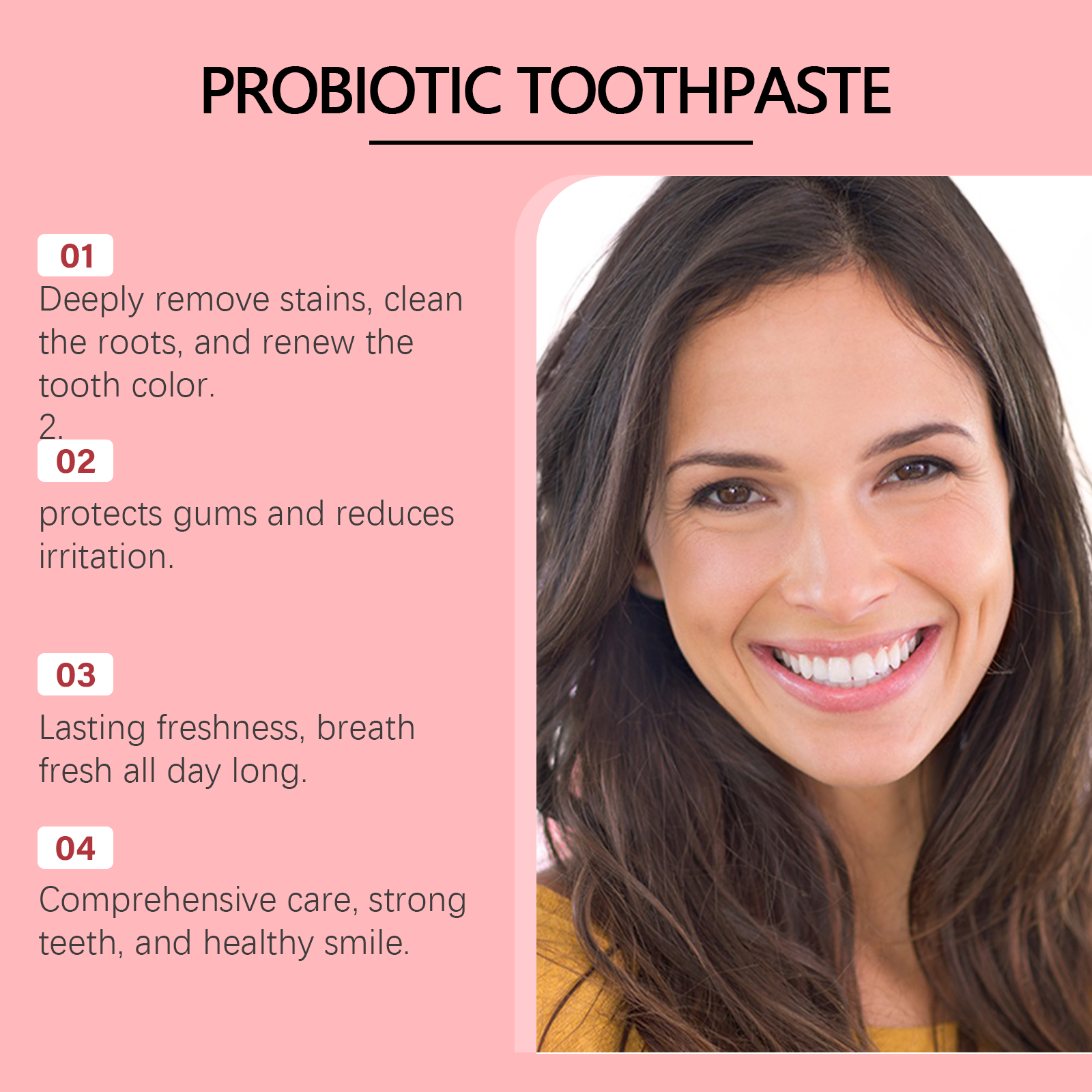 Four illustrated benefits of probiotic toothpaste care