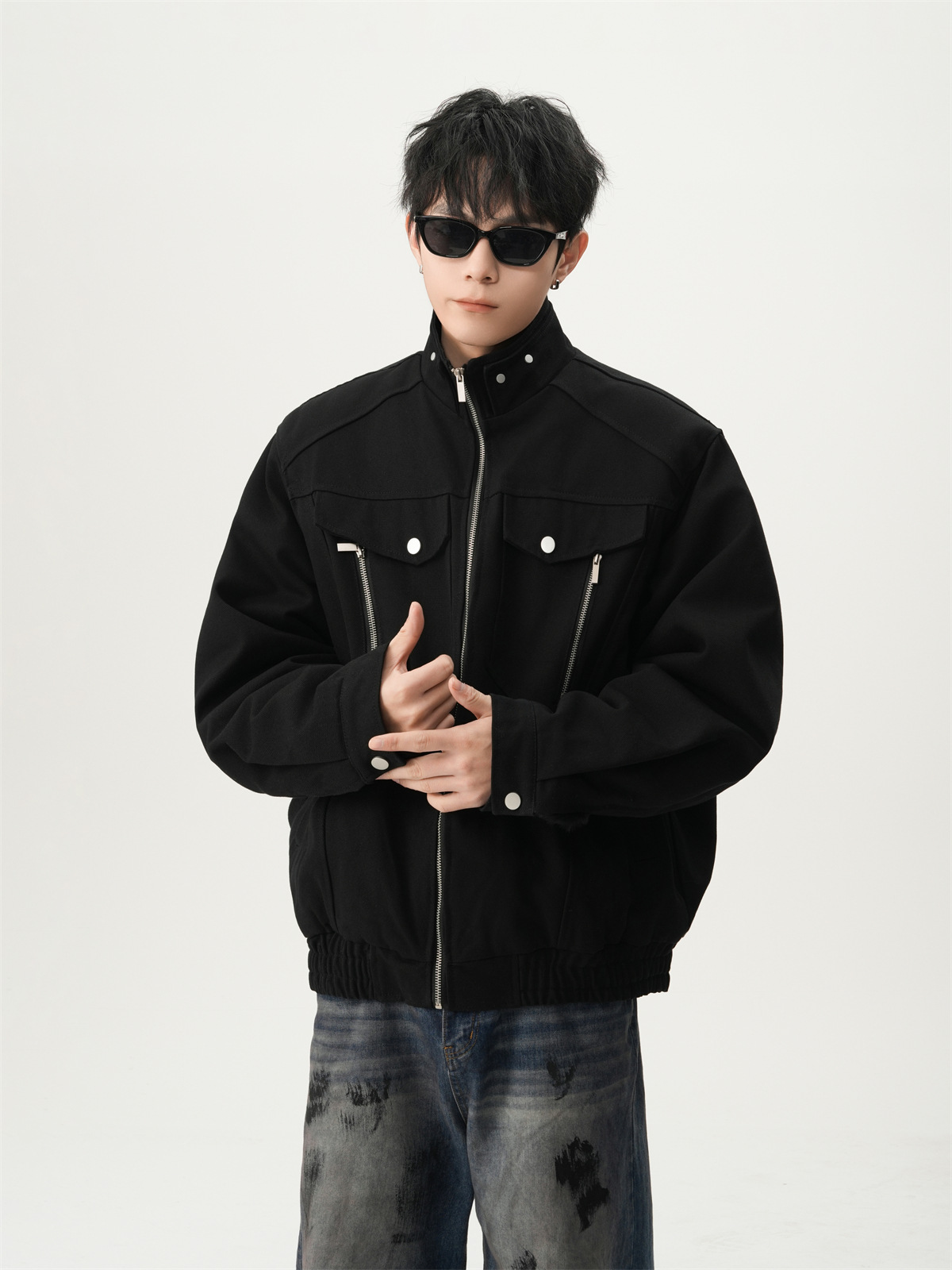 Autumn Vintage Harrington Jacket - Black Front View