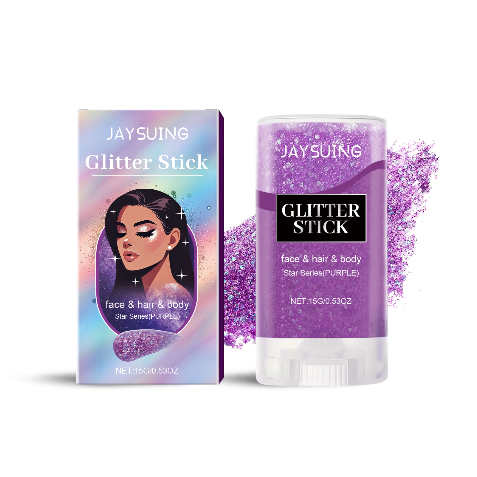 Jaysuing Sequined Glitter Stick (Purple), Party Dance, Performance, Makeup, Face, Body, Collarbone