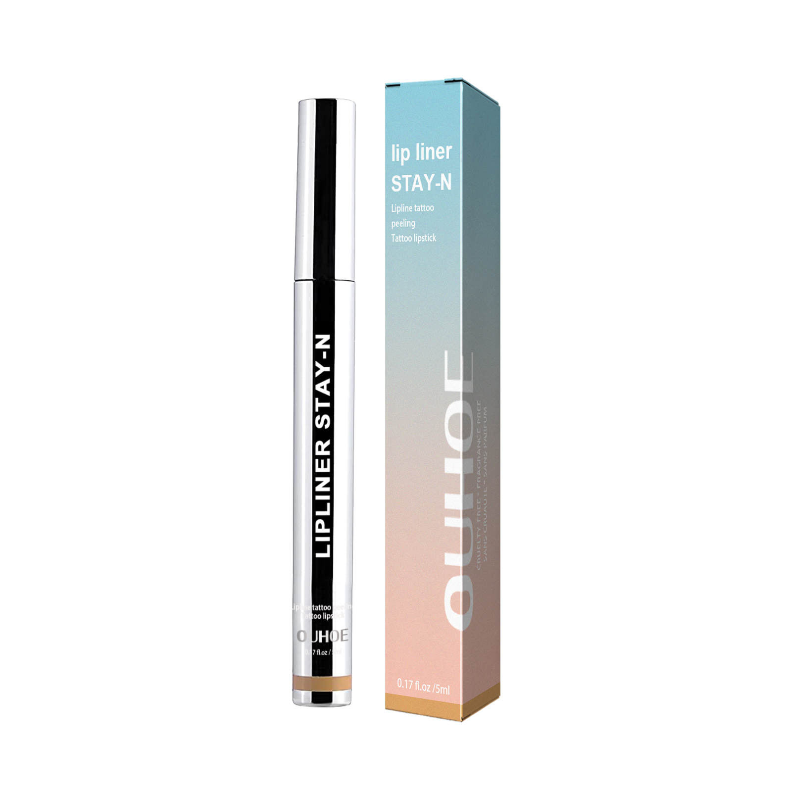 OUHOE Stripping Lip Liner (Light Brown) Enriches Lip Lines, Highlights Lip Color Without Makeup
